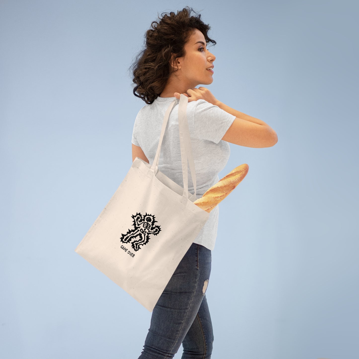 Tote Bag - Halloween Skeleton 'Game Over' Design - ALIQUOS