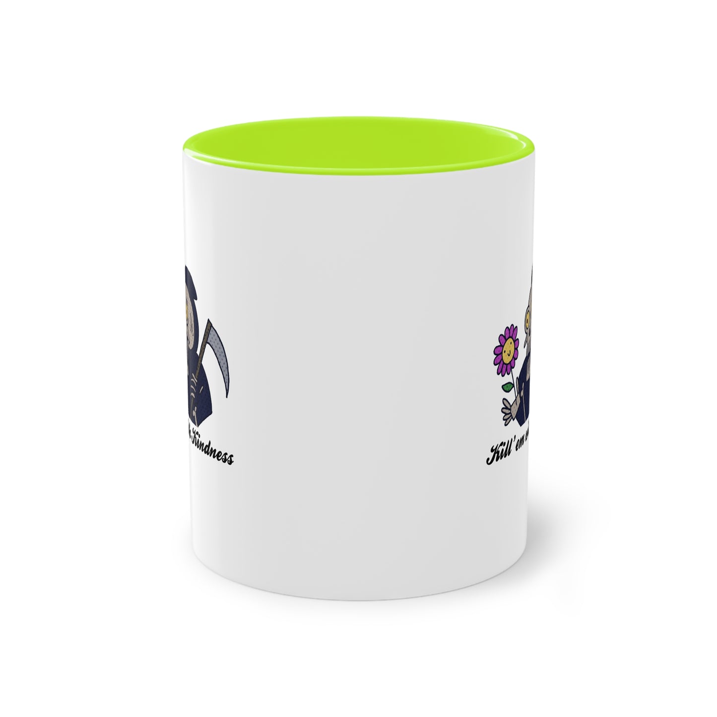 Two Tone Mug - Kill 'Em With Kindness Design - ALIQUOS