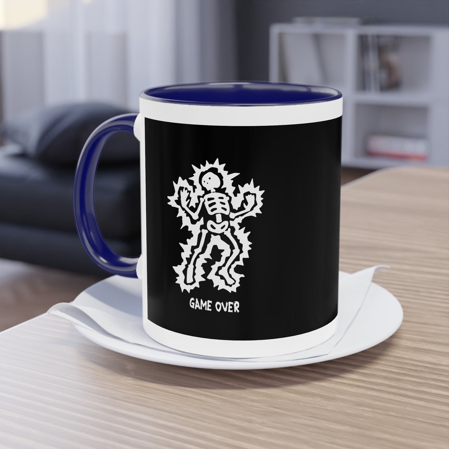 Two Tone Mug - Halloween Skeleton 'Game Over' Design - ALIQUOS