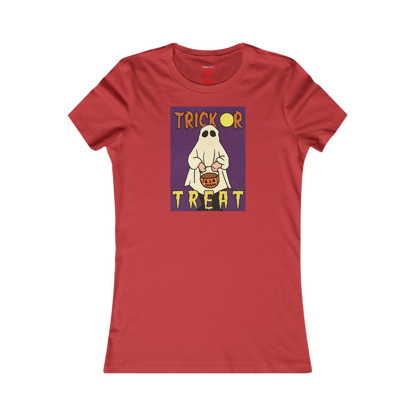 Tailliertes T-Shirt für Damen – Motiv „Trick or Treat Ghost“