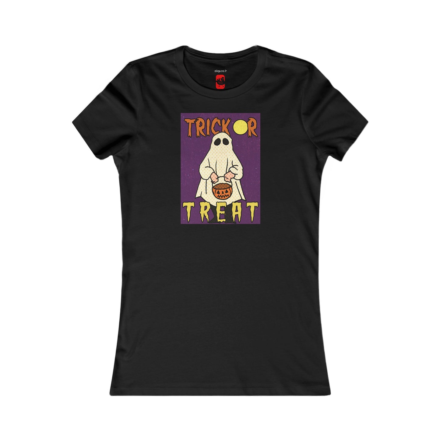 Tailliertes T-Shirt für Damen – Motiv „Trick or Treat Ghost“