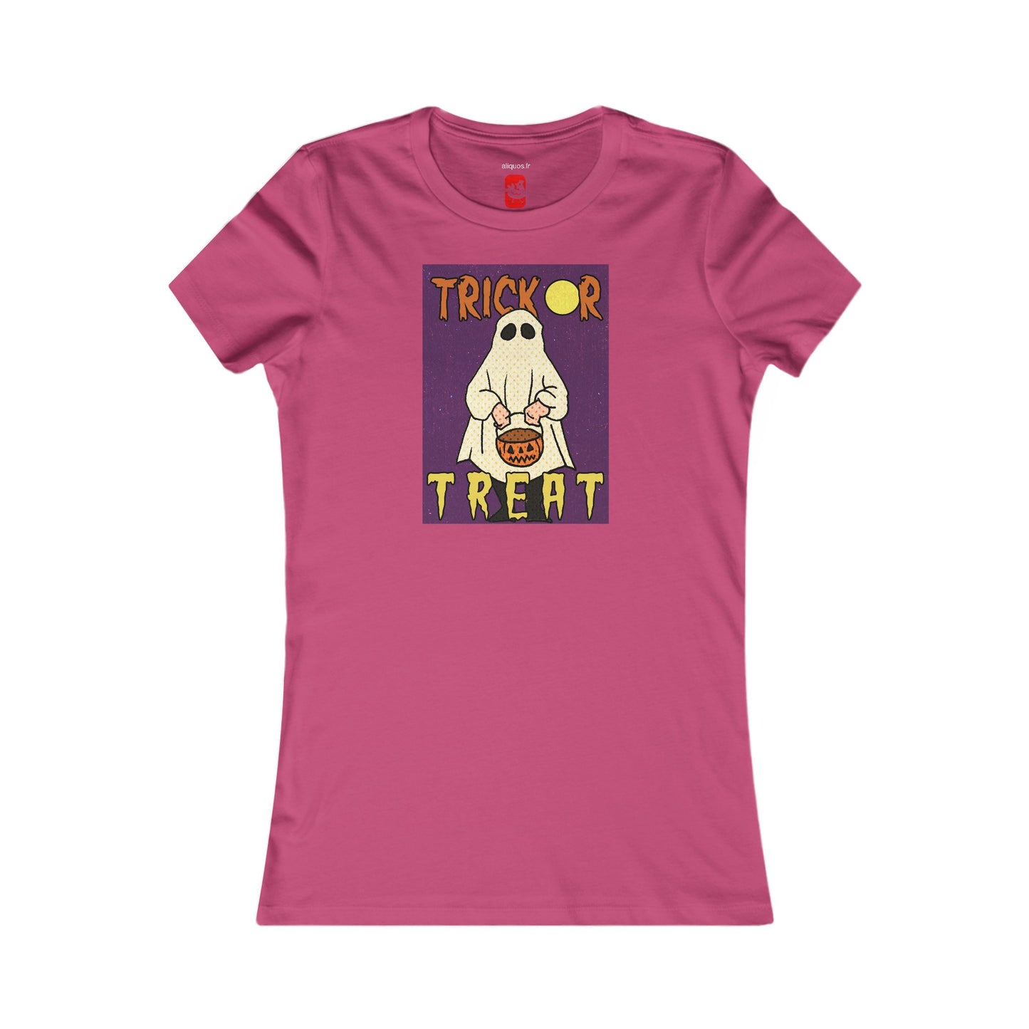 Tailliertes T-Shirt für Damen – Motiv „Trick or Treat Ghost“