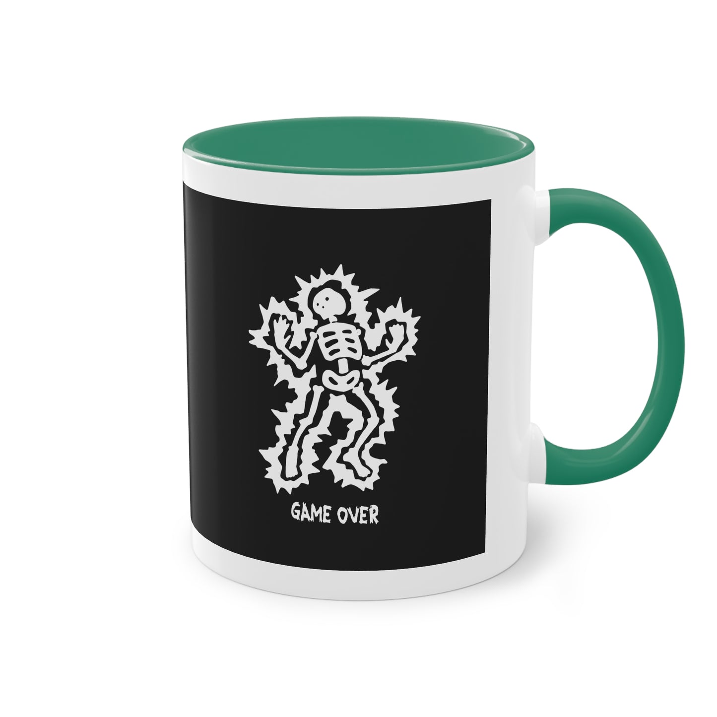 Two Tone Mug - Halloween Skeleton 'Game Over' Design - ALIQUOS