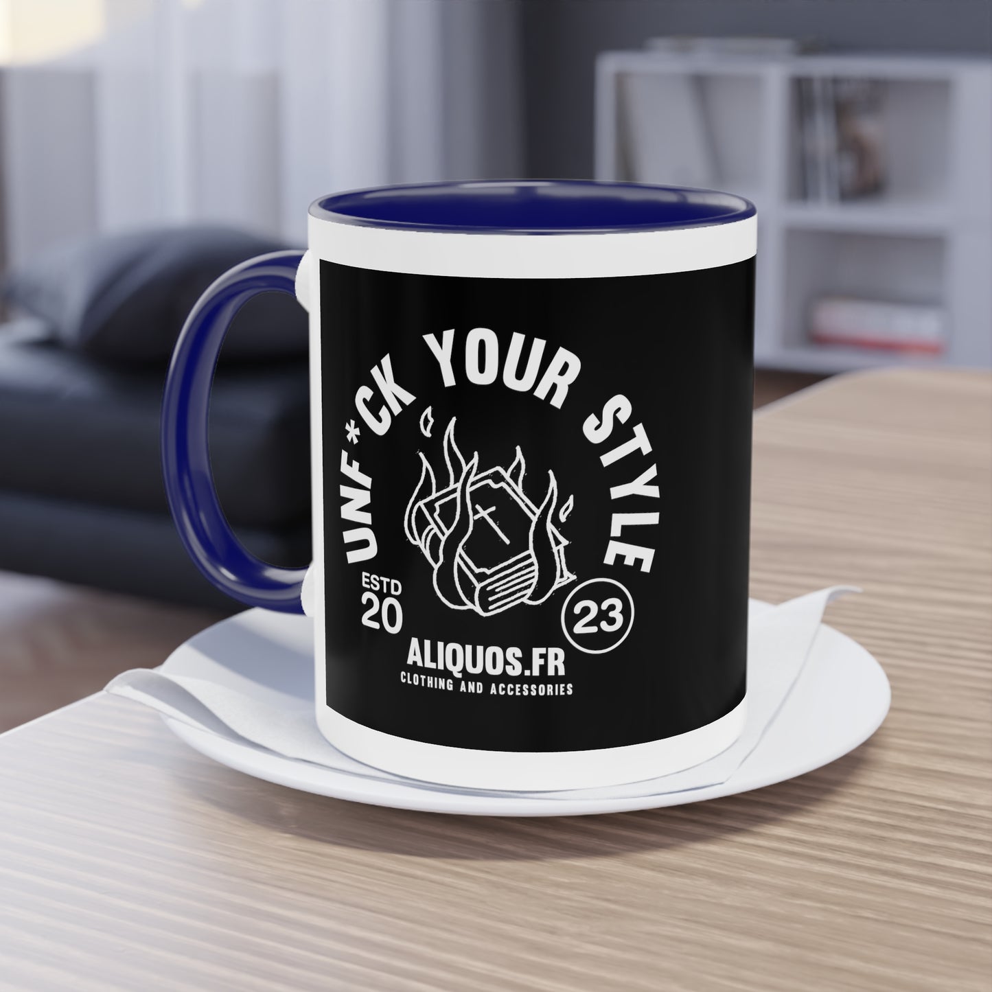 Burning Book Two-Tone Coffee Mug, 11oz - ALIQUOS