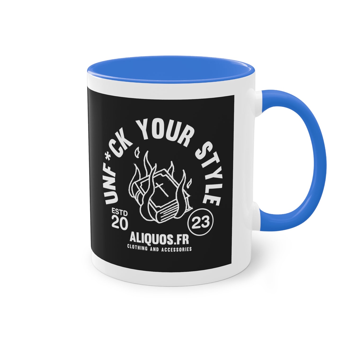 Burning Book Two-Tone Coffee Mug, 11oz - ALIQUOS