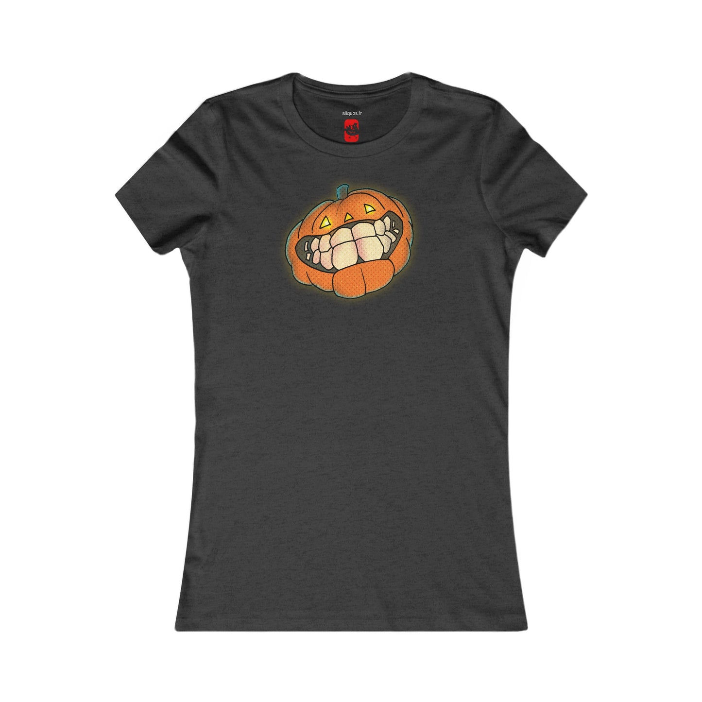 Tailliertes T-Shirt für Damen – Design „Grinsender Kürbis“