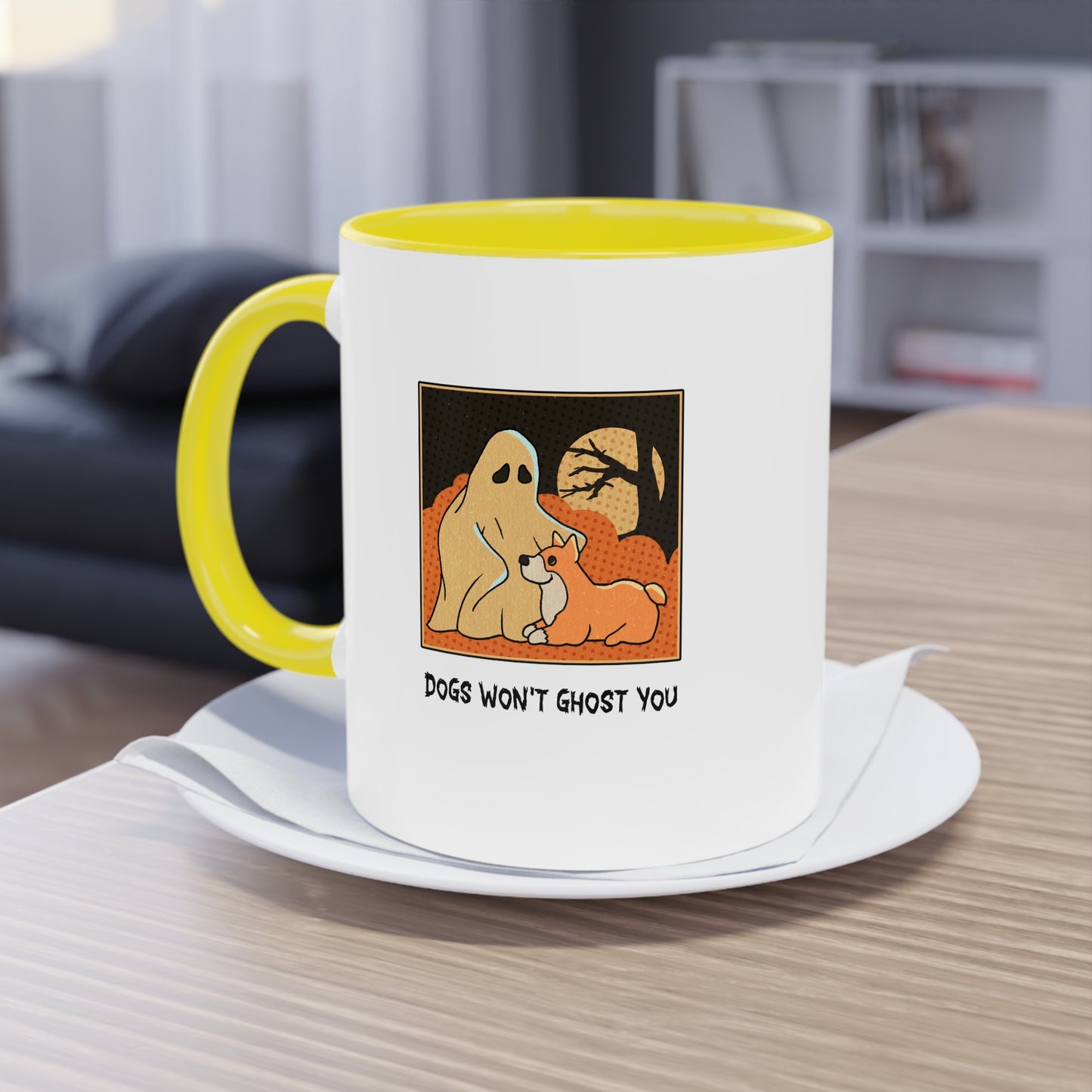 Two Tone Mug - 'Dogs Won't Ghost You' - ALIQUOS