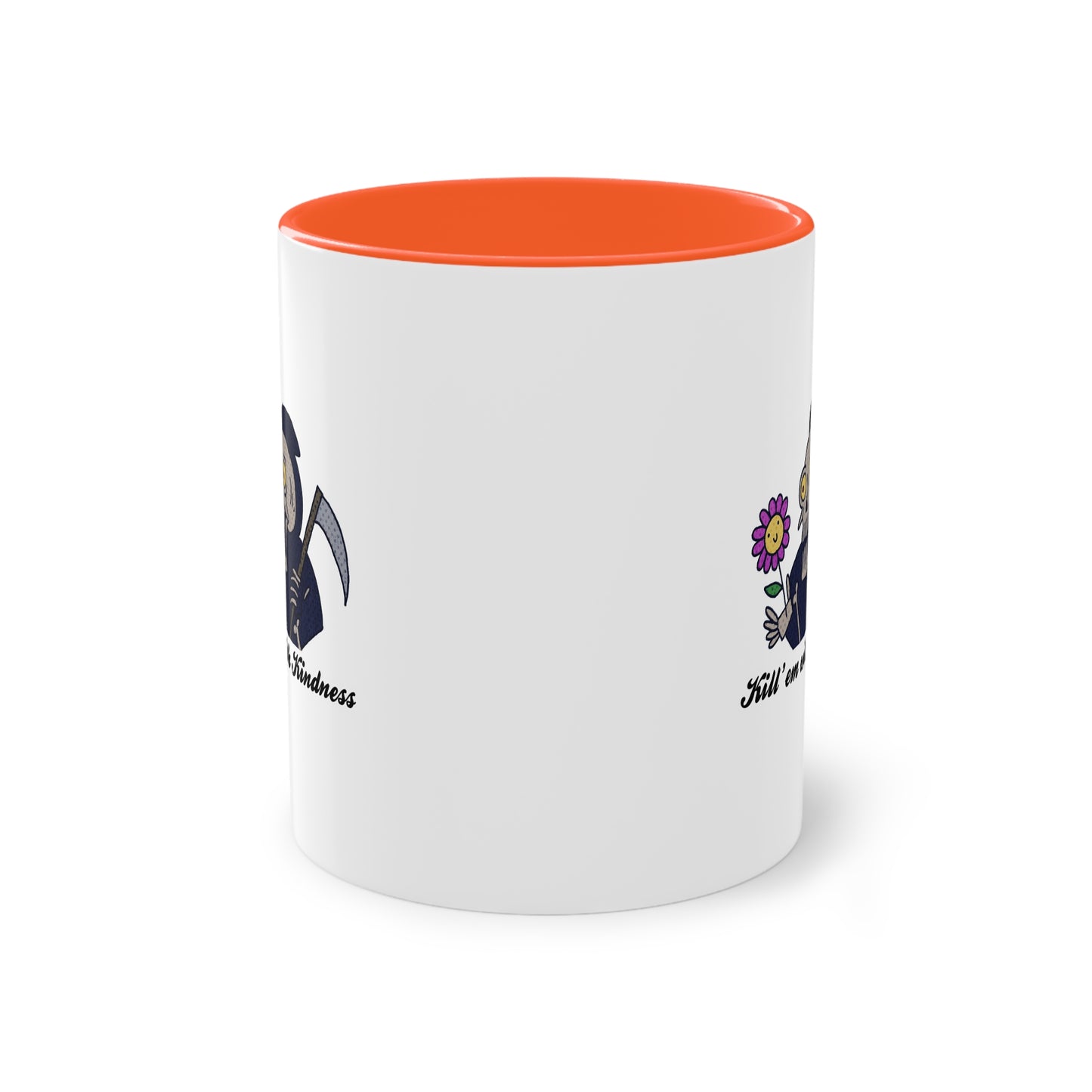 Two Tone Mug - Kill 'Em With Kindness Design - ALIQUOS