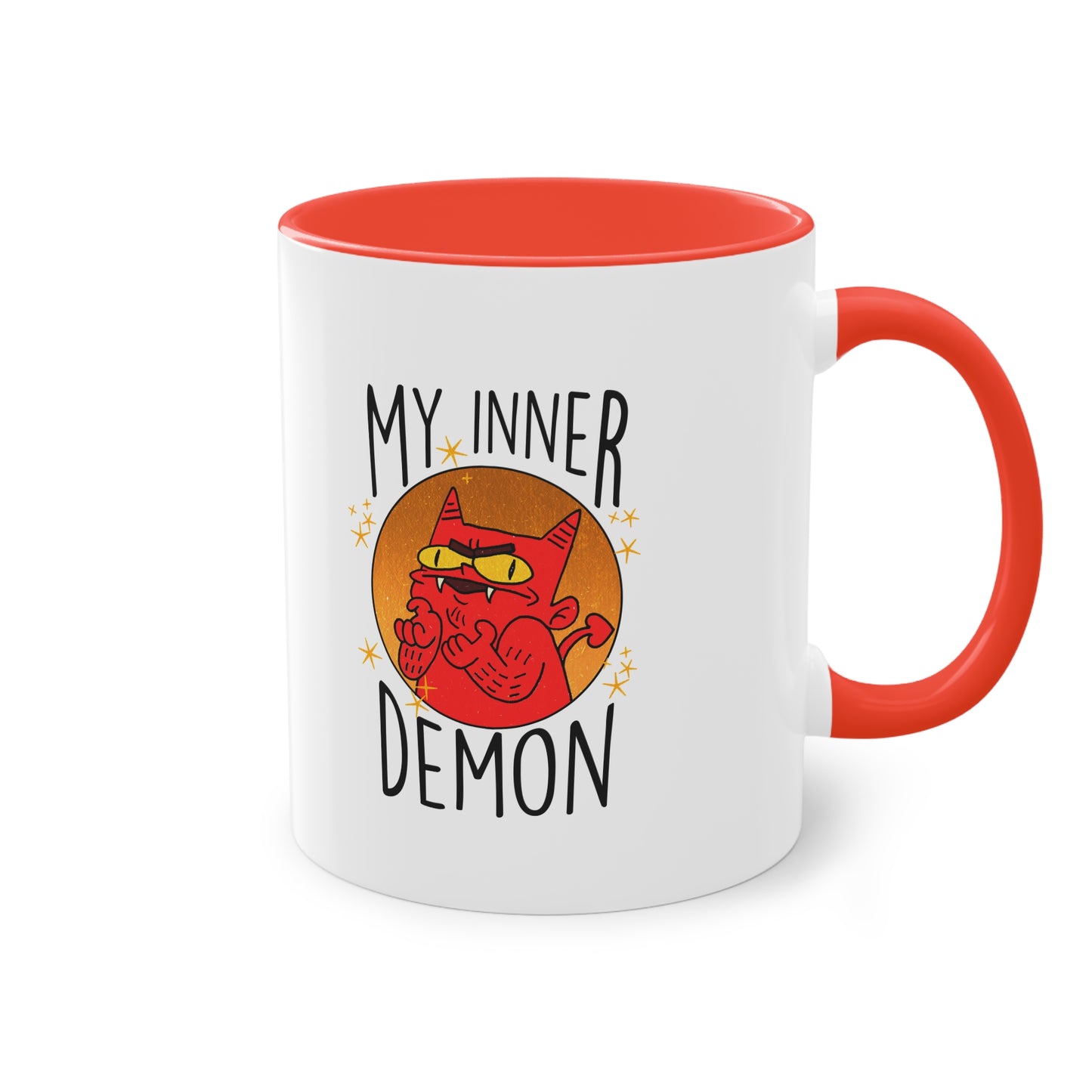Zweifarbige Tasse – Design „Mein innerer Dämon“