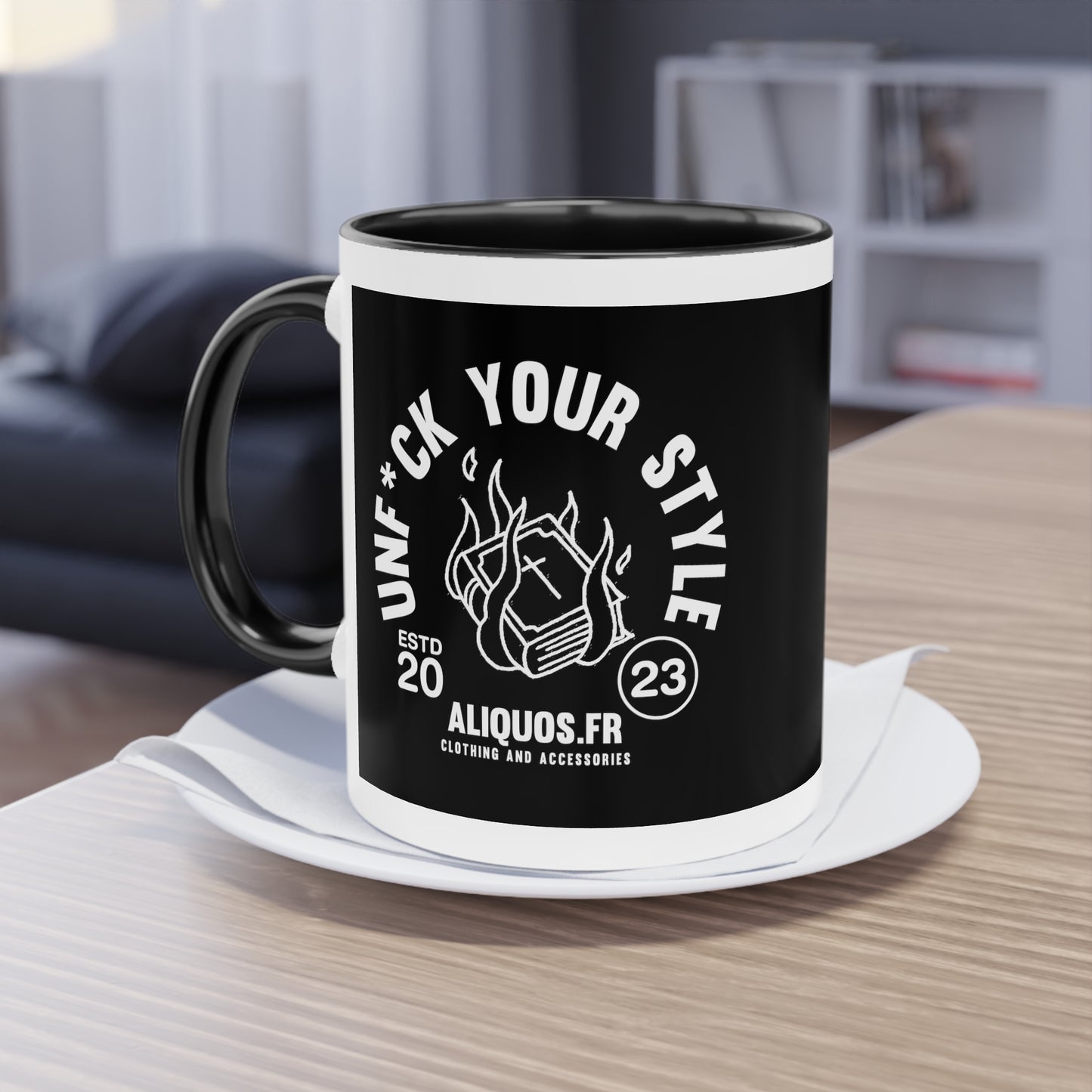 Burning Book Two-Tone Coffee Mug, 11oz - ALIQUOS