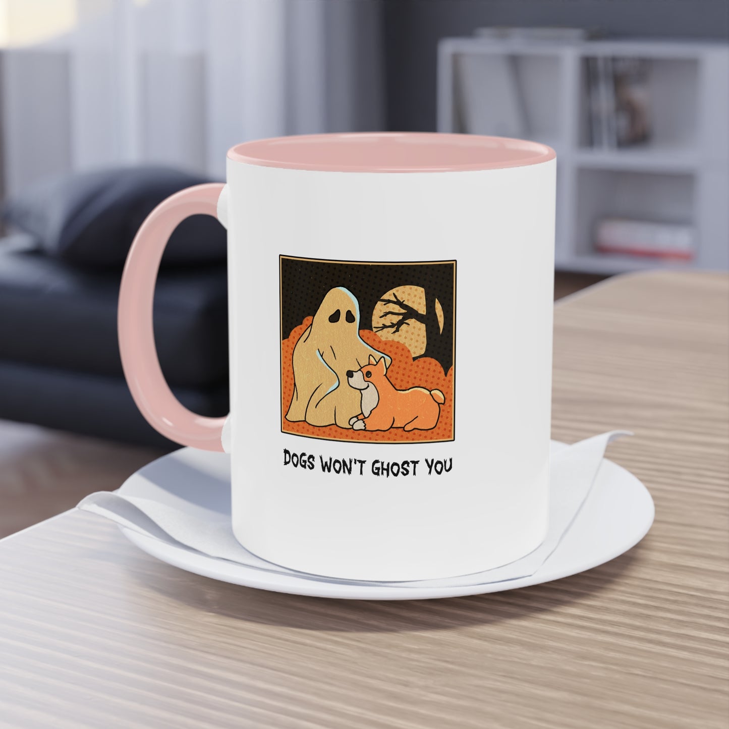 Two Tone Mug - 'Dogs Won't Ghost You' - ALIQUOS