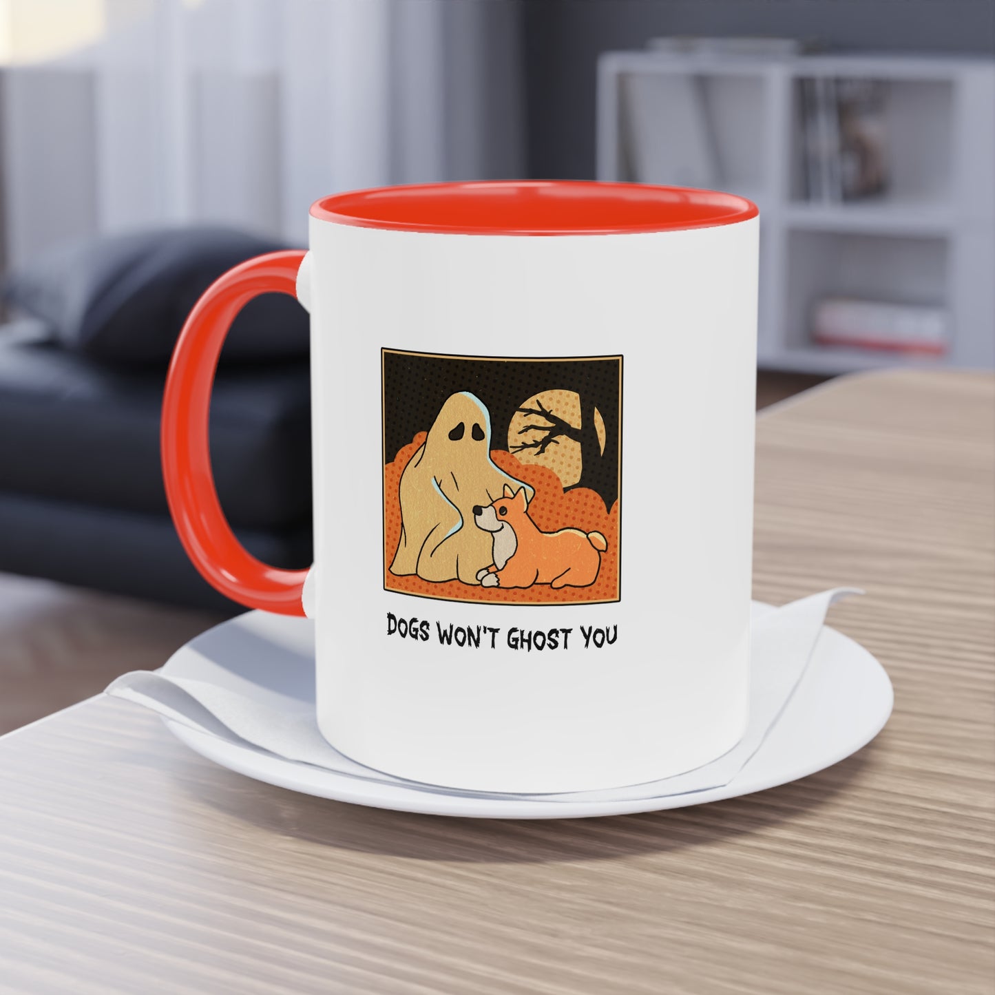 Two Tone Mug - 'Dogs Won't Ghost You' - ALIQUOS
