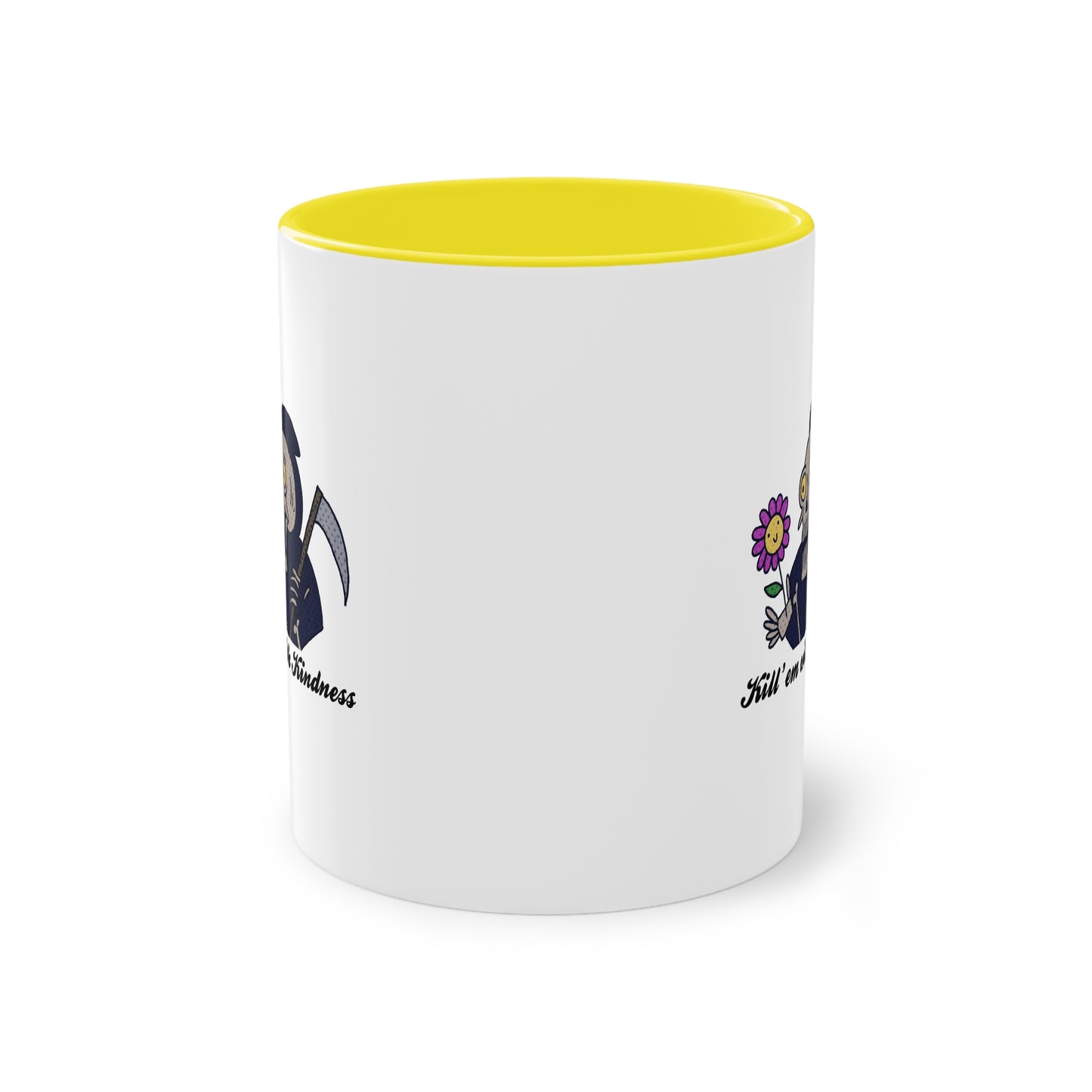 Two Tone Mug - Kill 'Em With Kindness Design - ALIQUOS