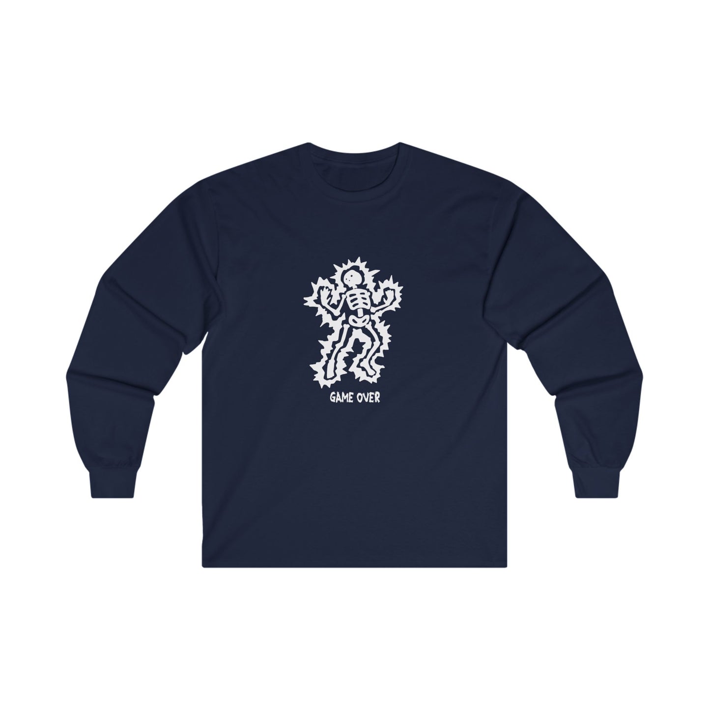 Long Sleeve Tee - Halloween Skeleton 'Game Over' Design - ALIQUOS