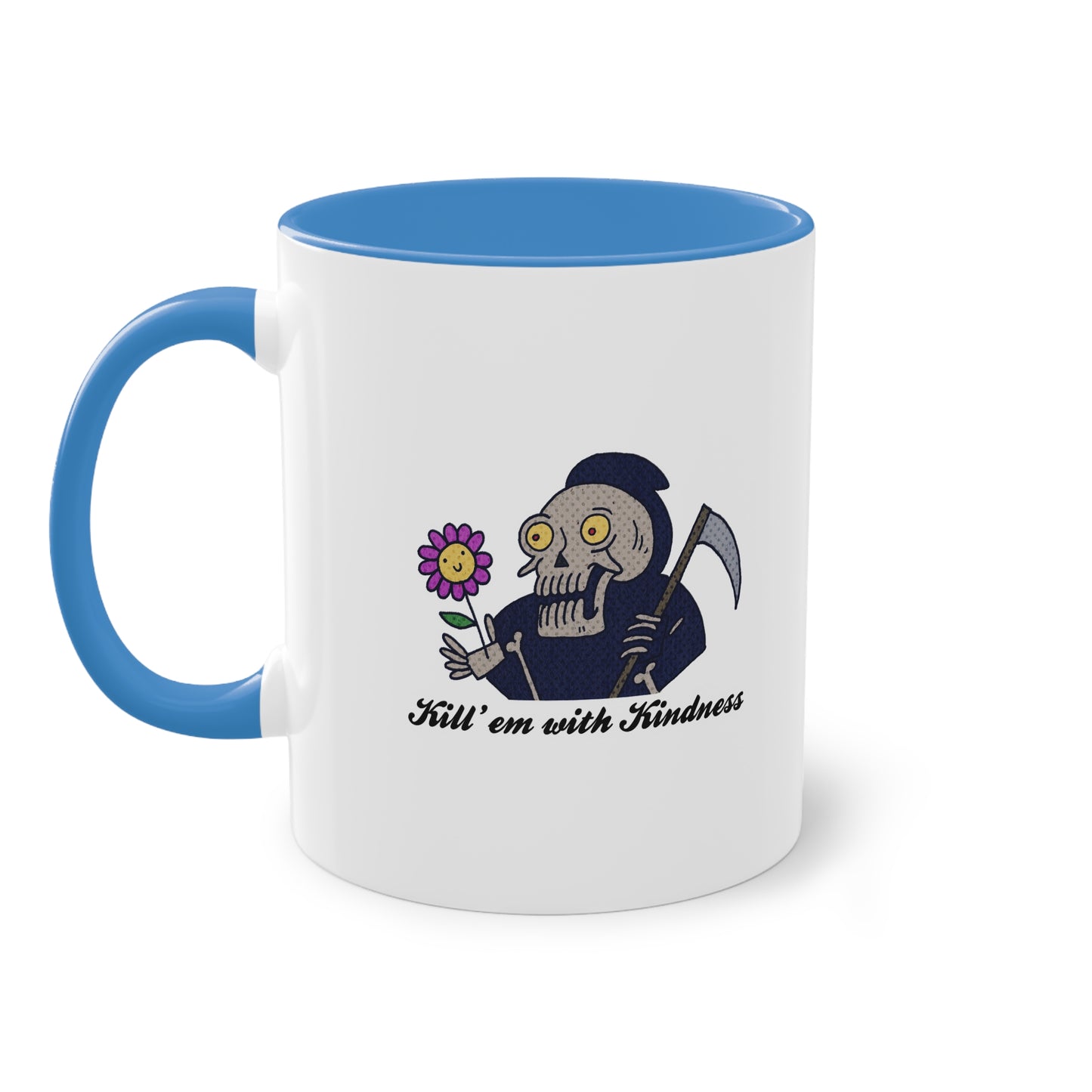 Two Tone Mug - Kill 'Em With Kindness Design - ALIQUOS