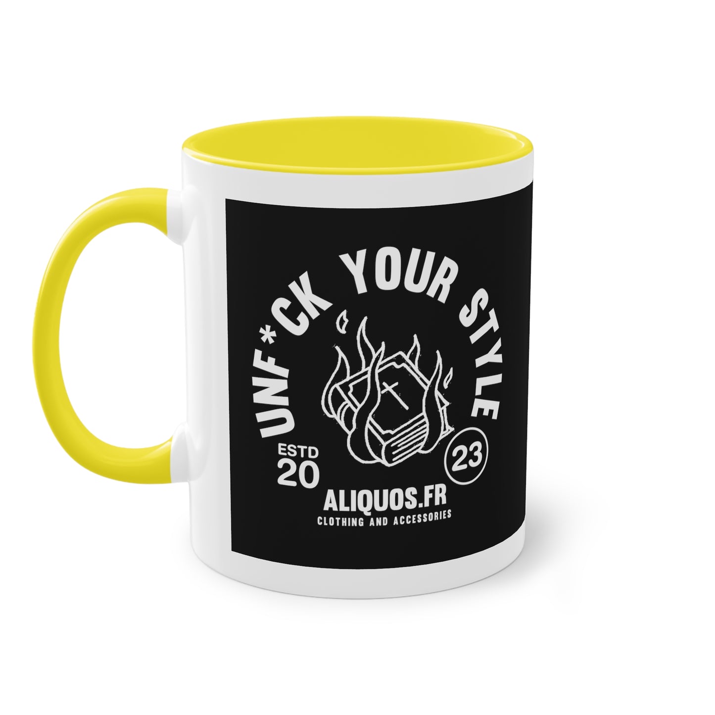 Burning Book Two-Tone Coffee Mug, 11oz - ALIQUOS
