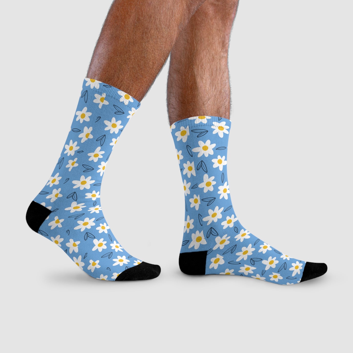 Daisies Crew Socks-Blue - ALIQUOS