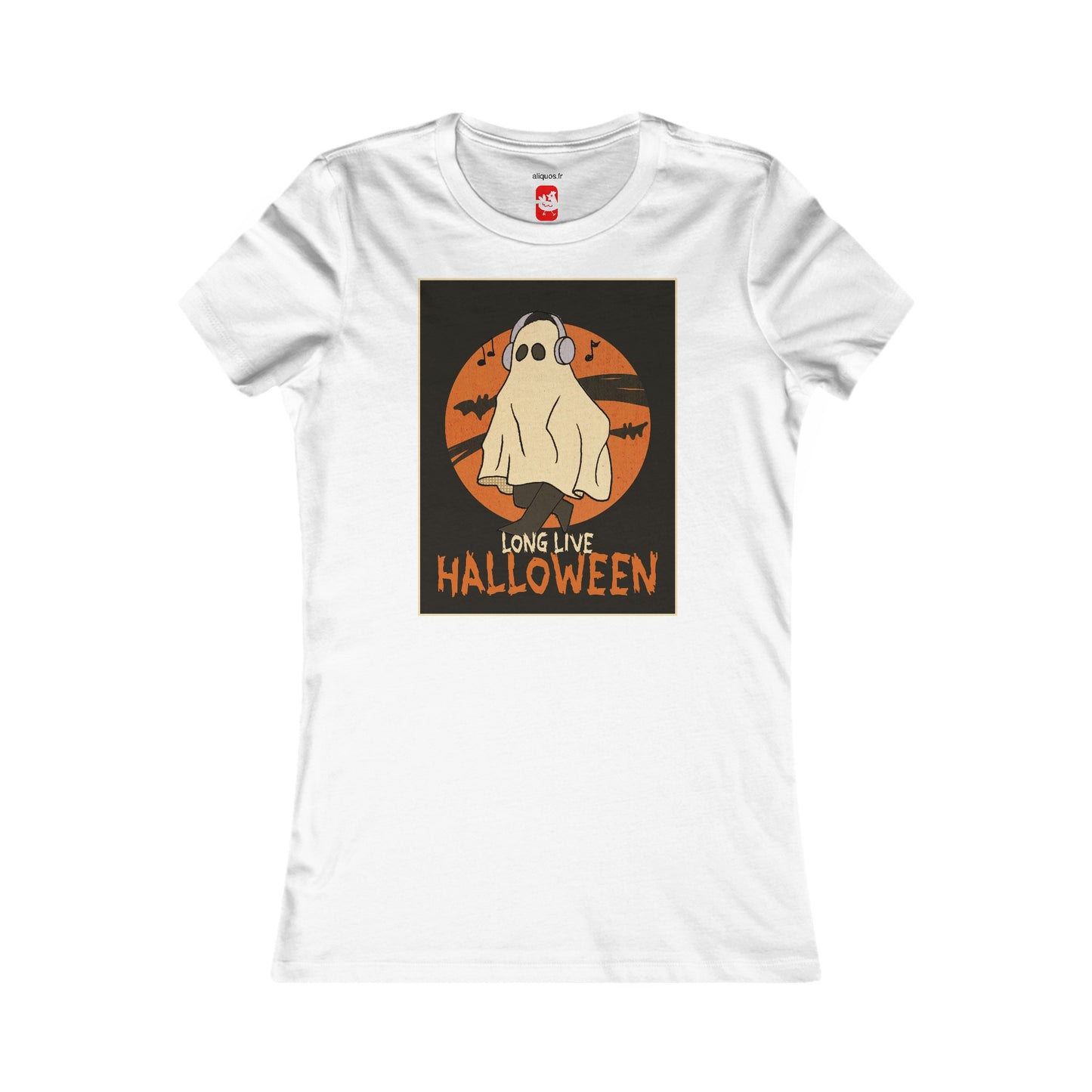 Tailliertes T-Shirt für Damen – Design „Musical Ghost“