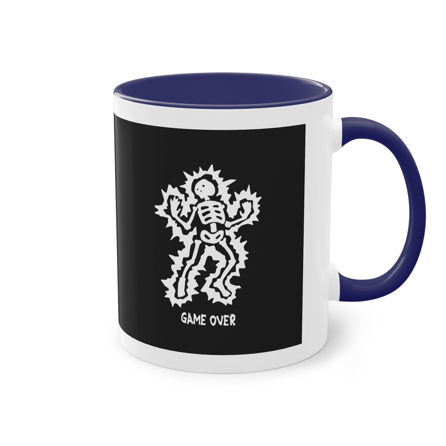 Two Tone Mug - Halloween Skeleton 'Game Over' Design - ALIQUOS