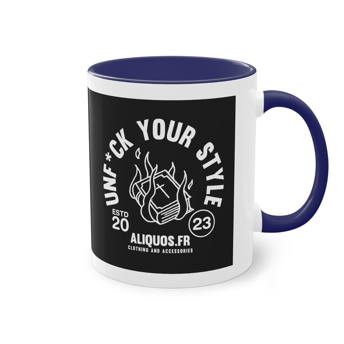 Burning Book Two-Tone Coffee Mug, 11oz - ALIQUOS