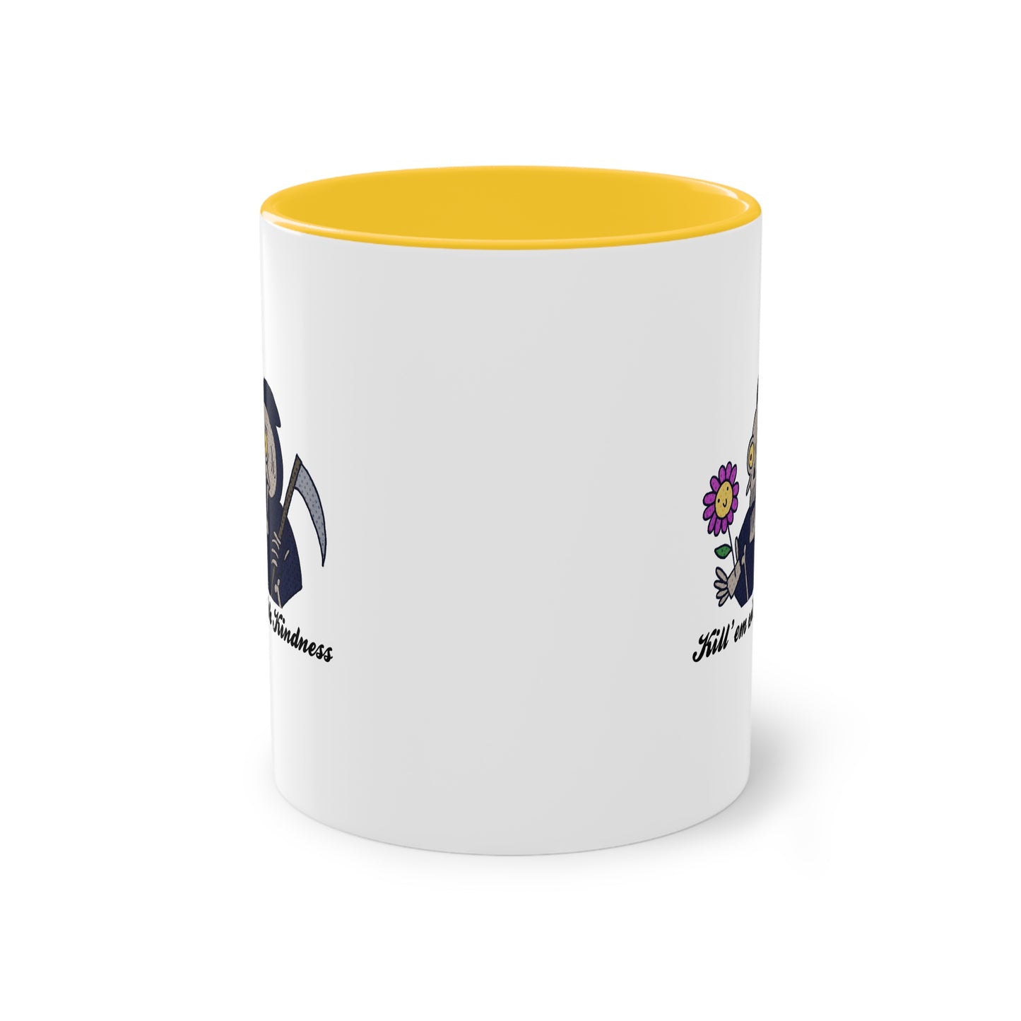 Two Tone Mug - Kill 'Em With Kindness Design - ALIQUOS