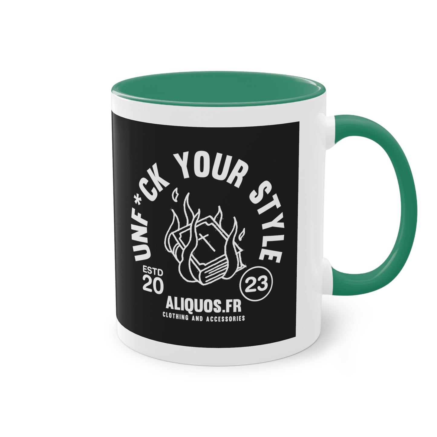 Burning Book Two-Tone Coffee Mug, 11oz - ALIQUOS