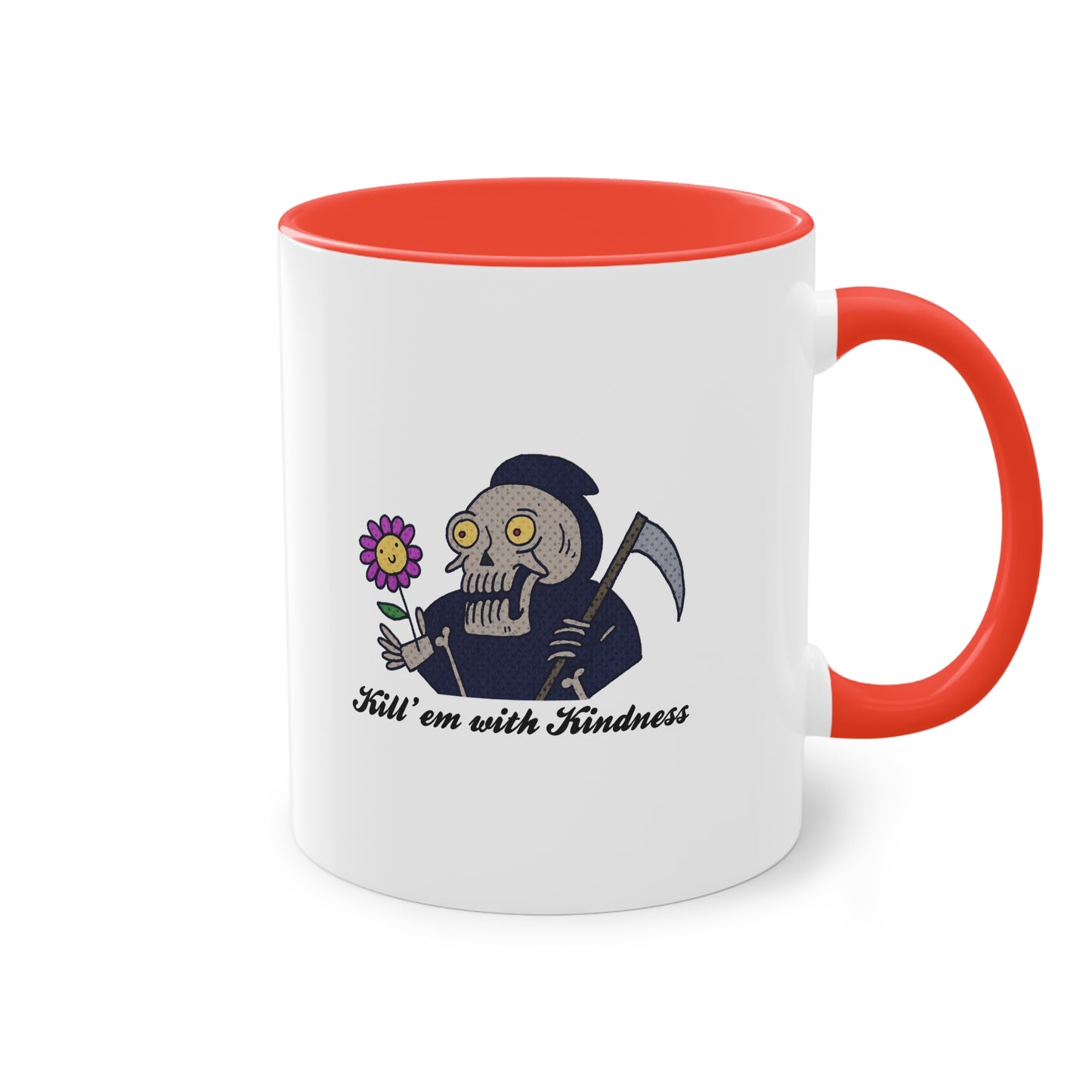 Two Tone Mug - Kill 'Em With Kindness Design - ALIQUOS
