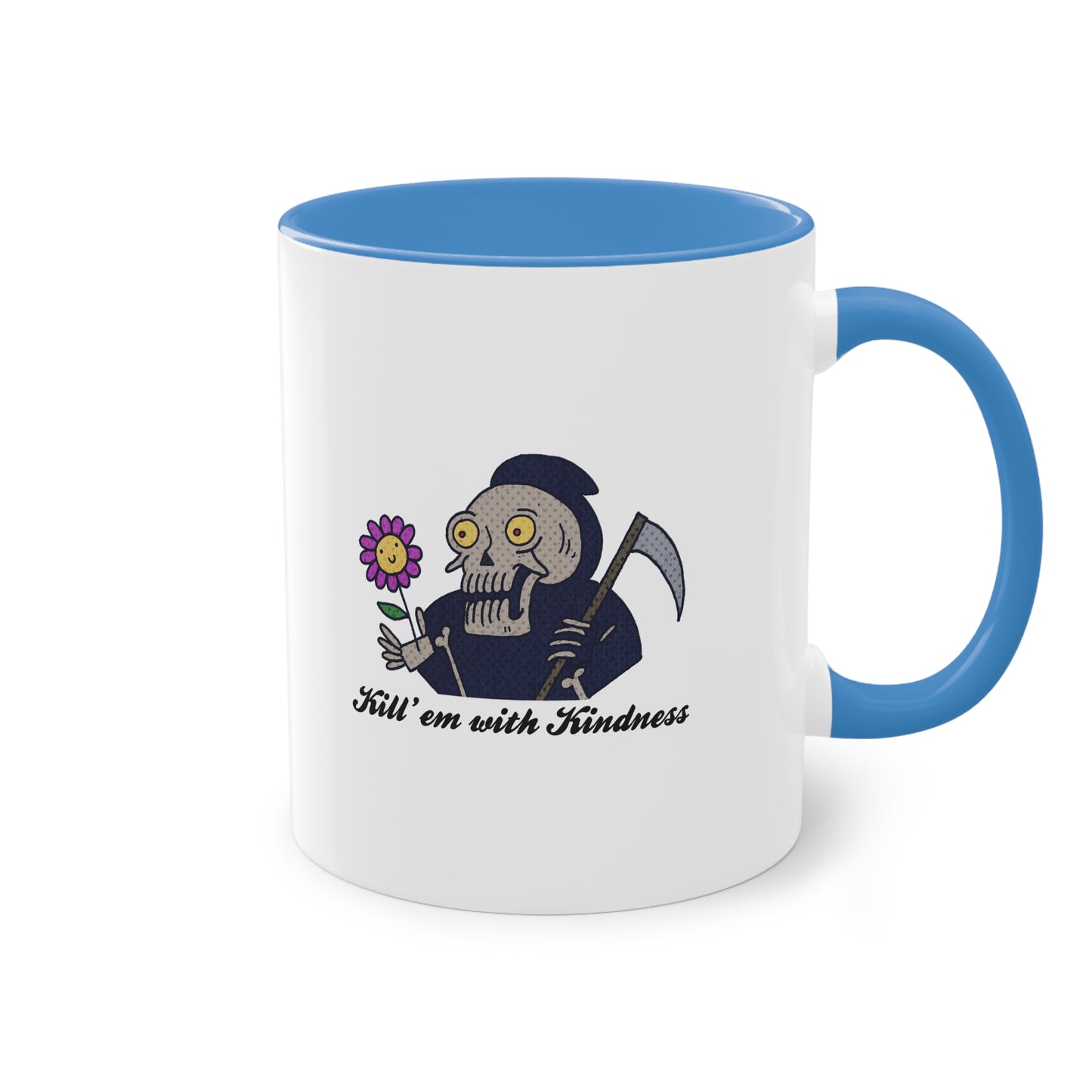 Two Tone Mug - Kill 'Em With Kindness Design - ALIQUOS