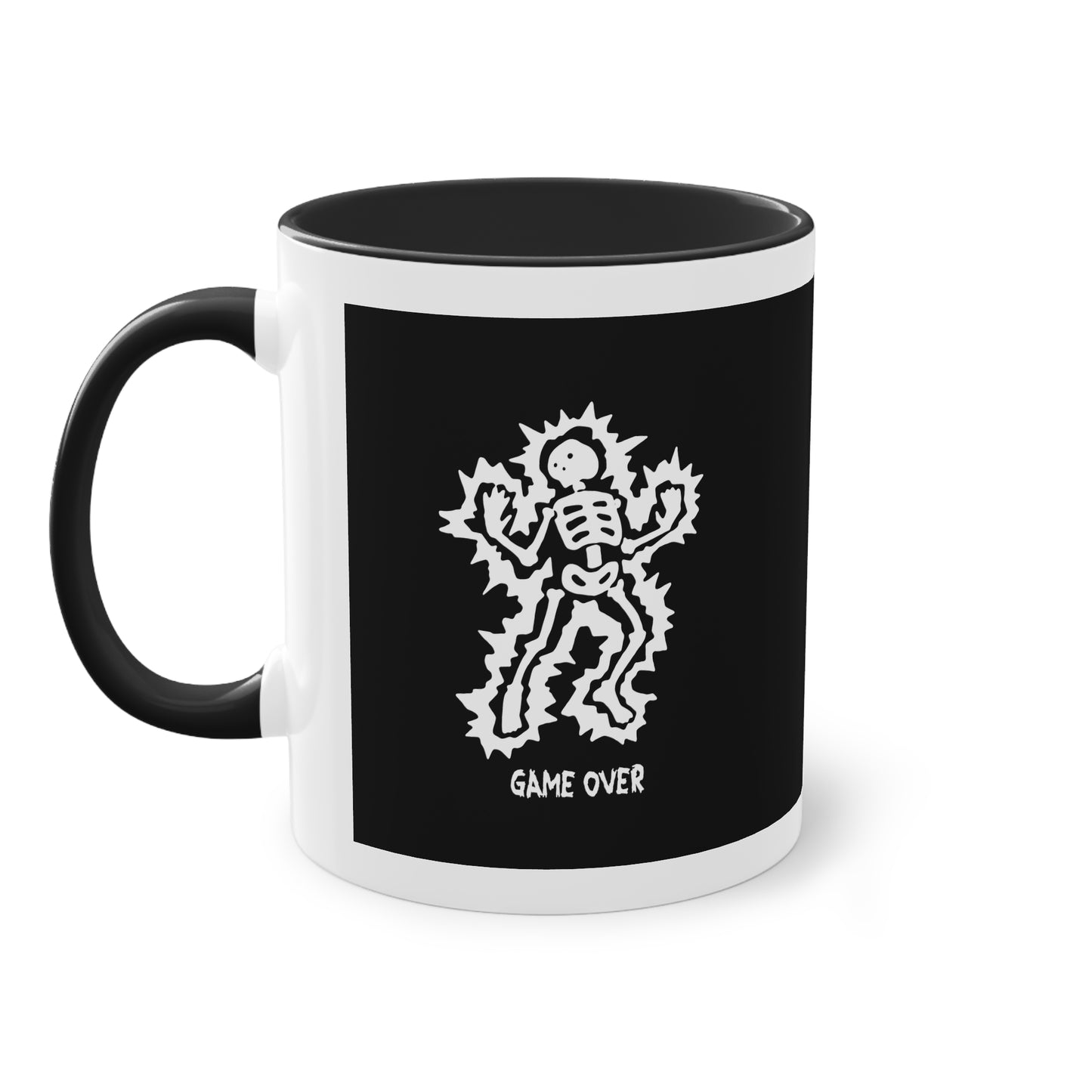 Two Tone Mug - Halloween Skeleton 'Game Over' Design - ALIQUOS