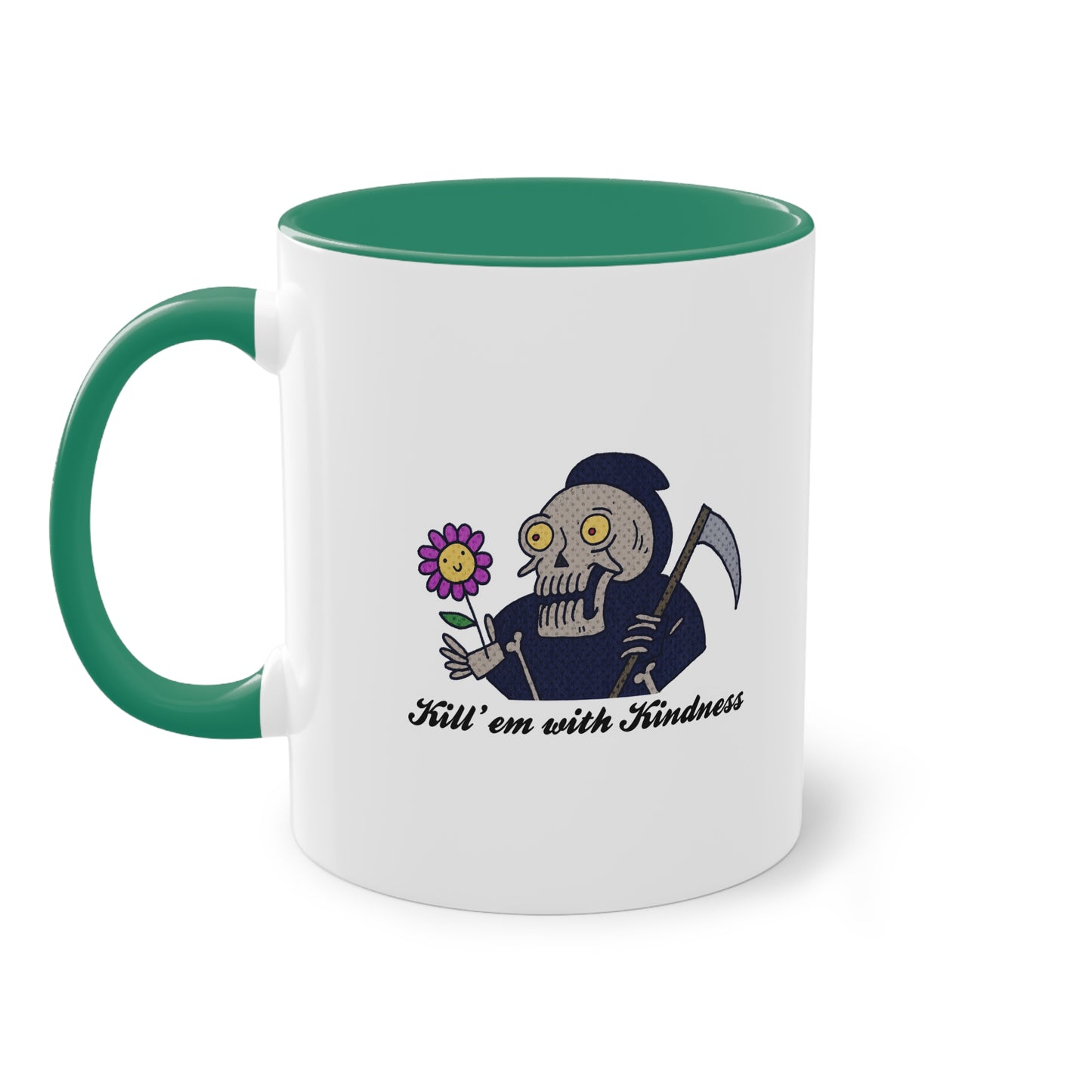 Two Tone Mug - Kill 'Em With Kindness Design - ALIQUOS
