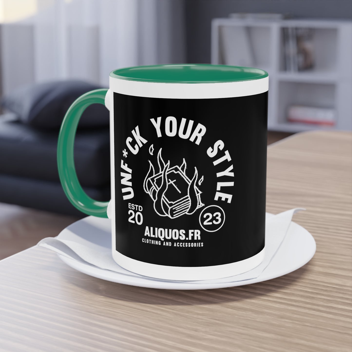 Burning Book Two-Tone Coffee Mug, 11oz - ALIQUOS