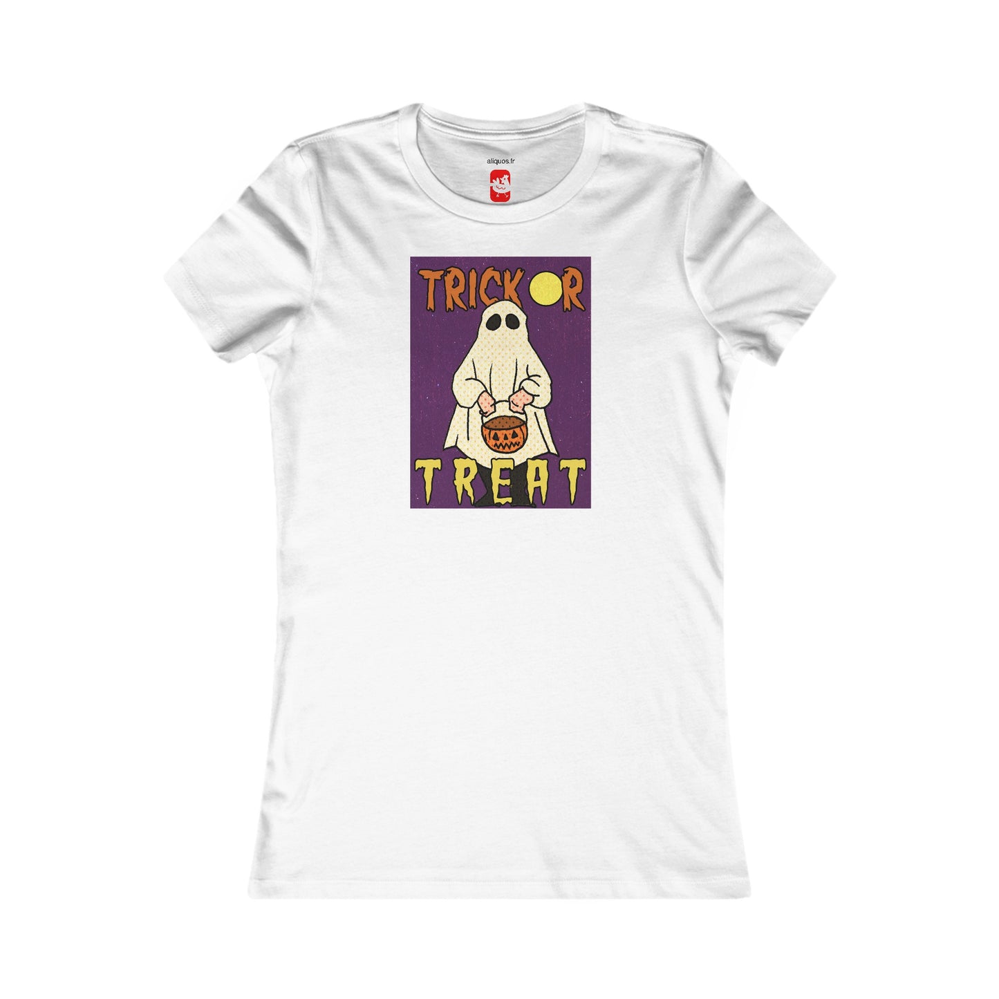 Tailliertes T-Shirt für Damen – Motiv „Trick or Treat Ghost“