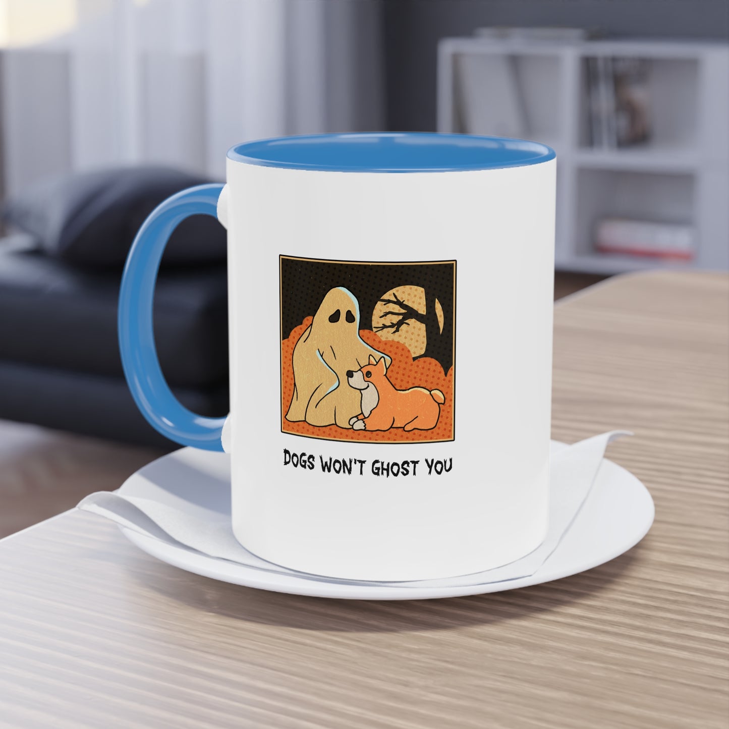 Two Tone Mug - 'Dogs Won't Ghost You' - ALIQUOS