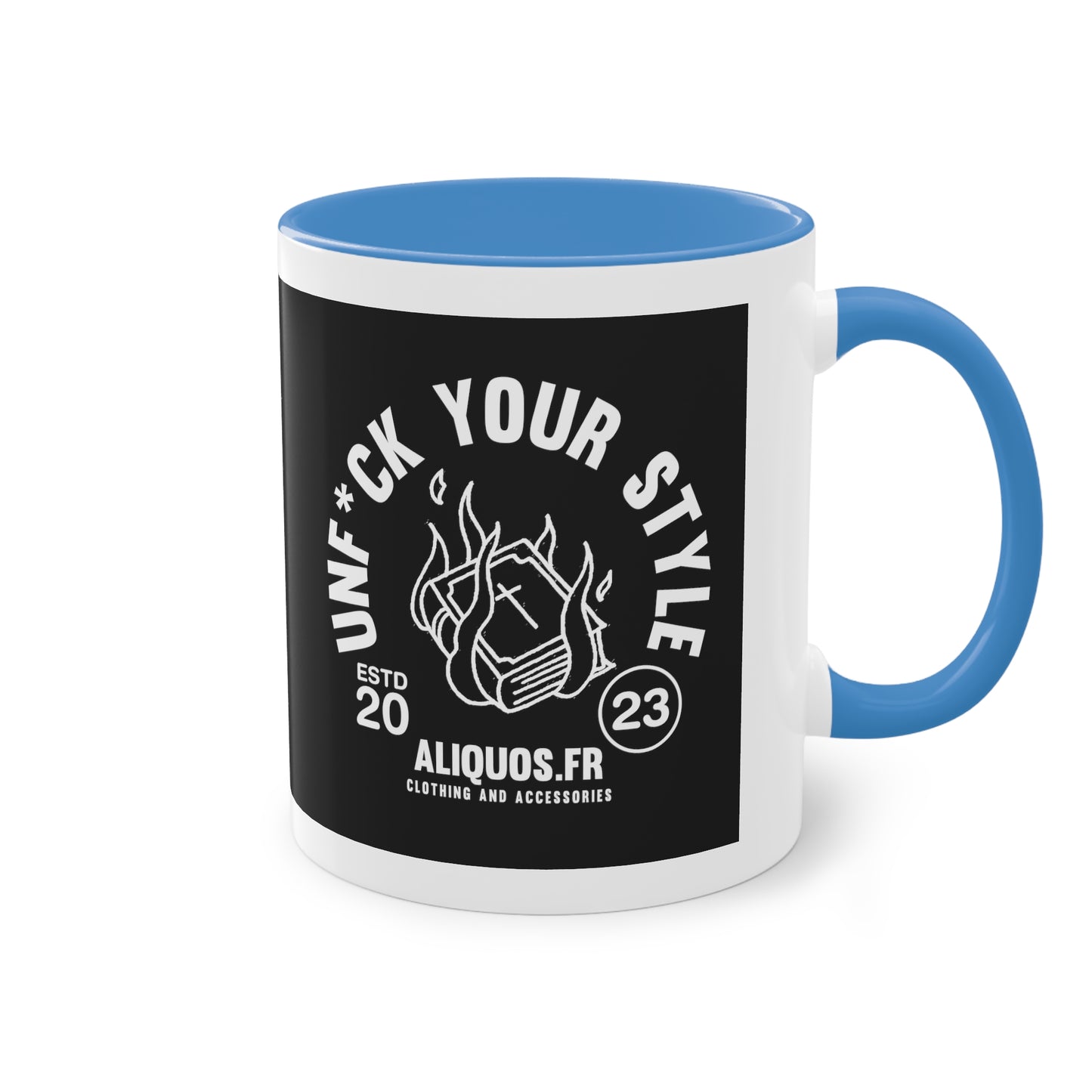 Burning Book Two-Tone Coffee Mug, 11oz - ALIQUOS