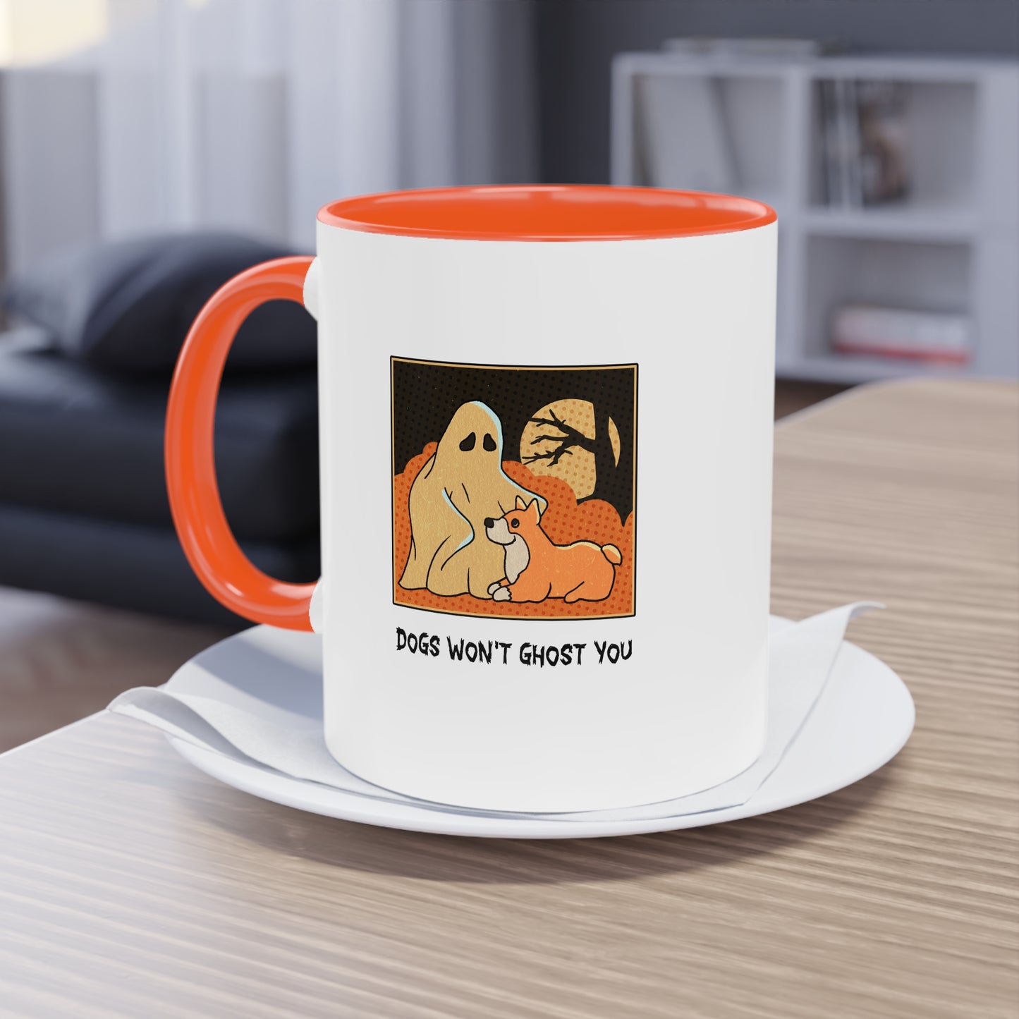 Two Tone Mug - 'Dogs Won't Ghost You' - ALIQUOS
