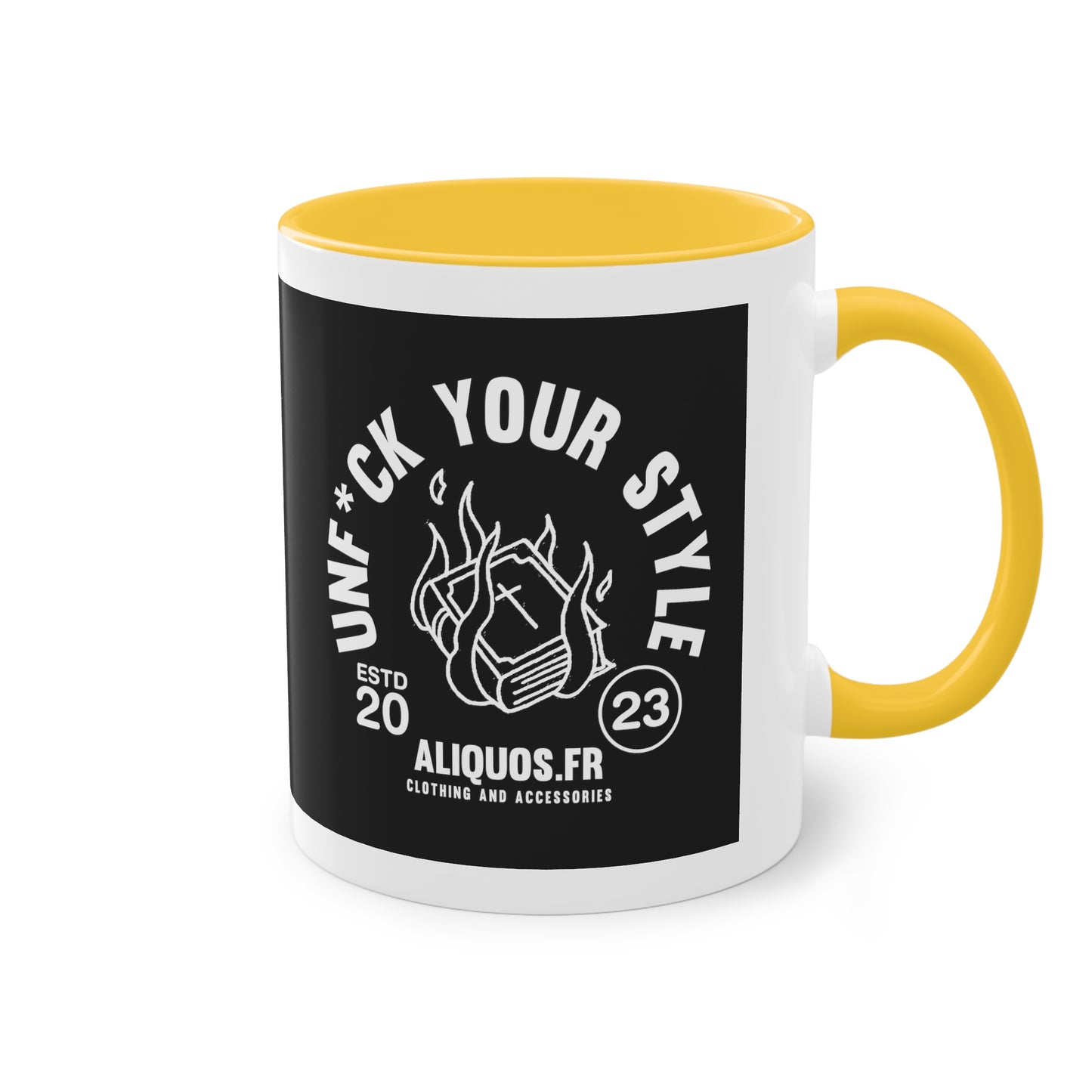Burning Book Two-Tone Coffee Mug, 11oz - ALIQUOS