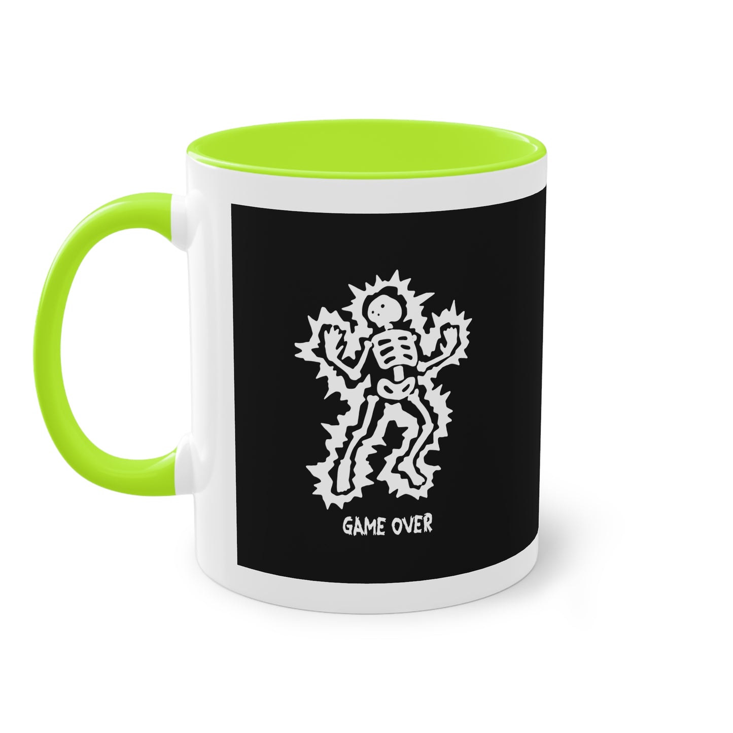 Two Tone Mug - Halloween Skeleton 'Game Over' Design - ALIQUOS