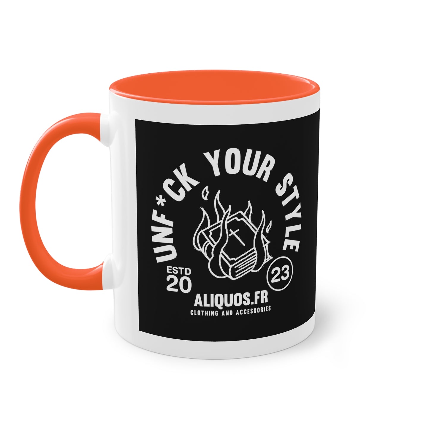 Burning Book Two-Tone Coffee Mug, 11oz - ALIQUOS