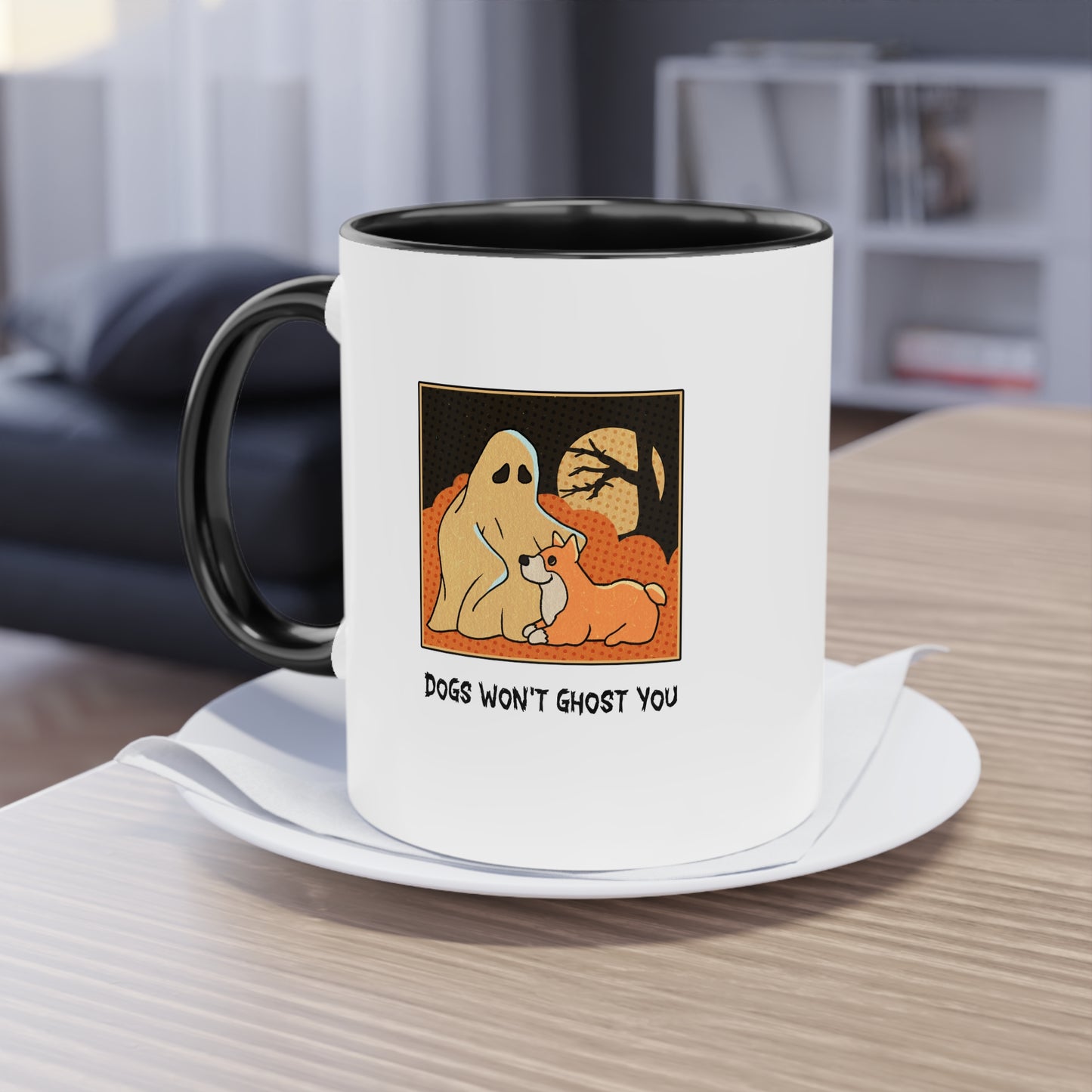 Two Tone Mug - 'Dogs Won't Ghost You' - ALIQUOS