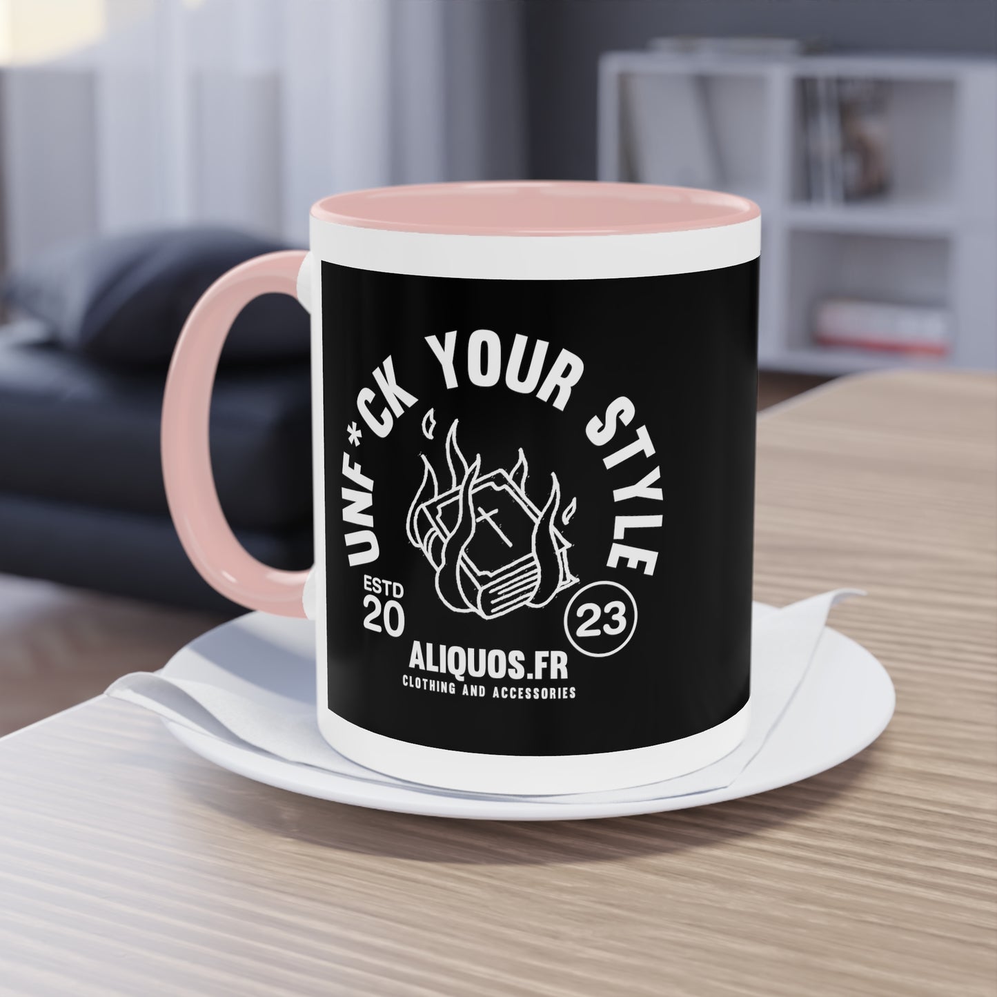 Burning Book Two-Tone Coffee Mug, 11oz - ALIQUOS
