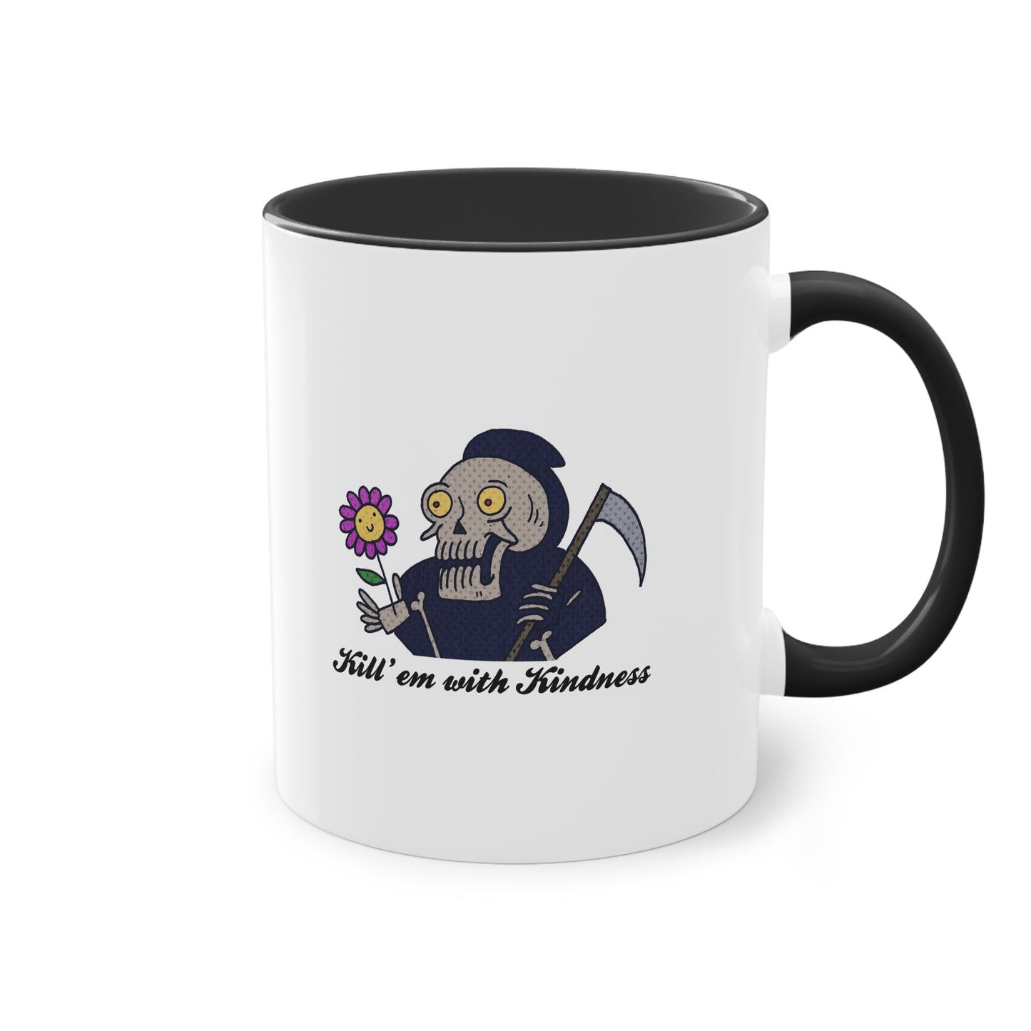 Two Tone Mug - Kill 'Em With Kindness Design - ALIQUOS
