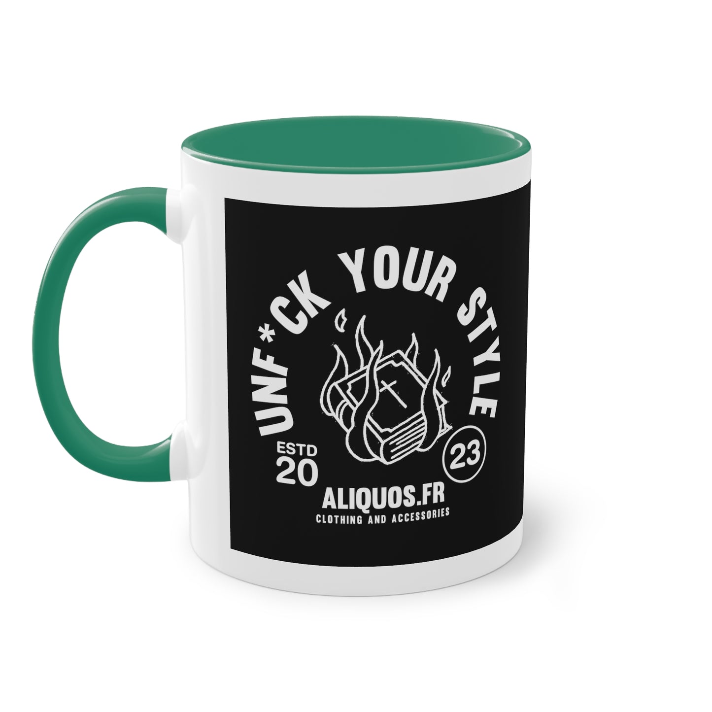 Burning Book Two-Tone Coffee Mug, 11oz - ALIQUOS