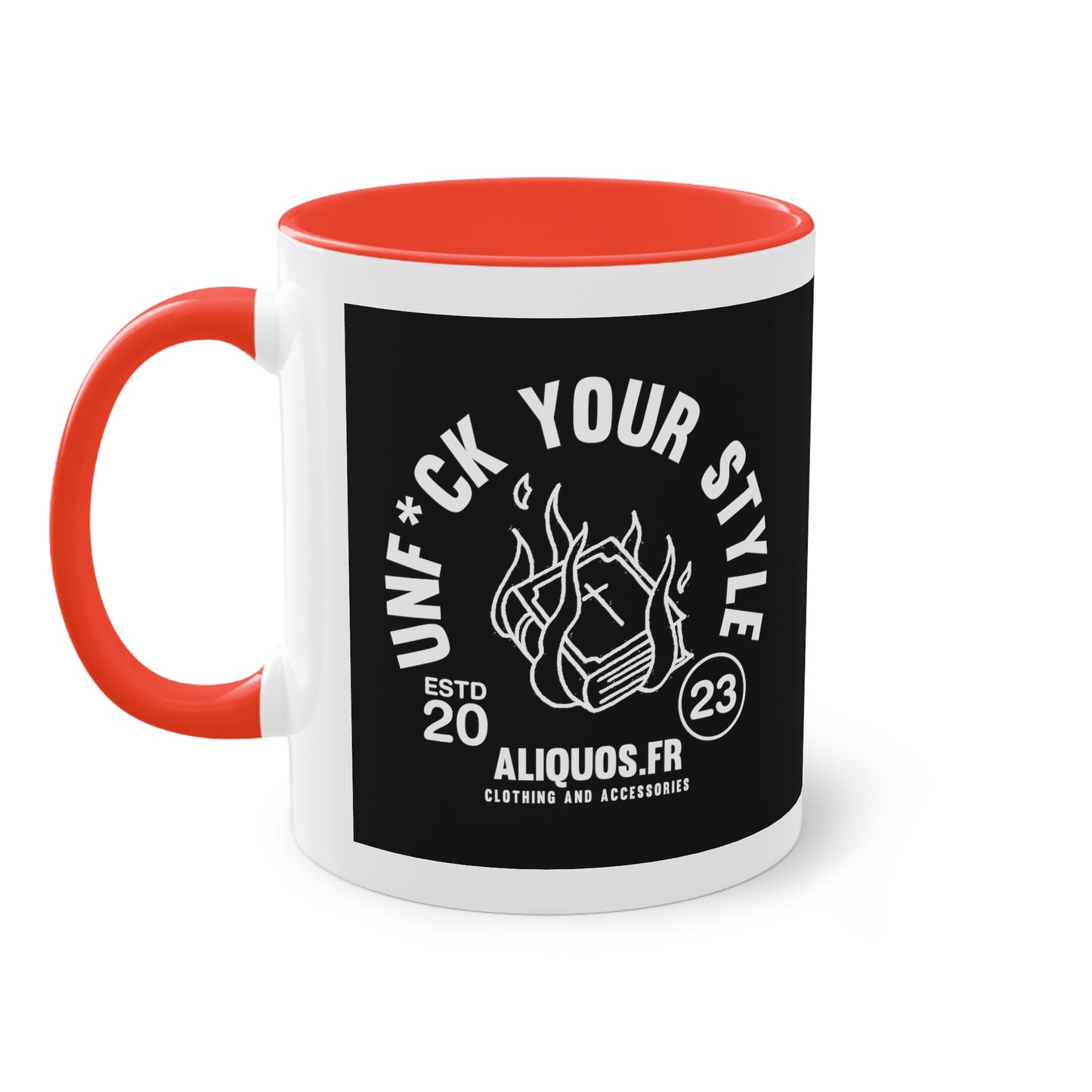 Burning Book Two-Tone Coffee Mug, 11oz - ALIQUOS