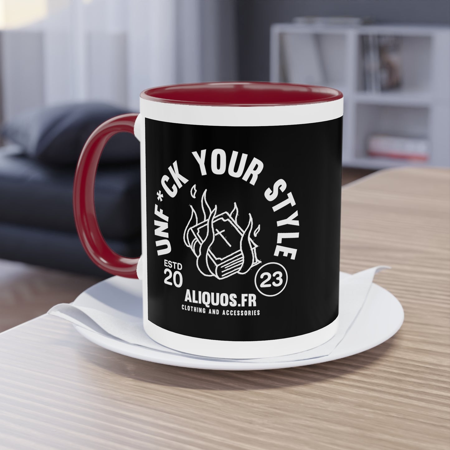 Burning Book Two-Tone Coffee Mug, 11oz - ALIQUOS
