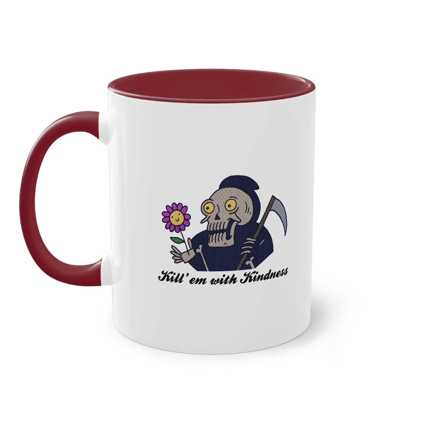 Two Tone Mug - Kill 'Em With Kindness Design - ALIQUOS