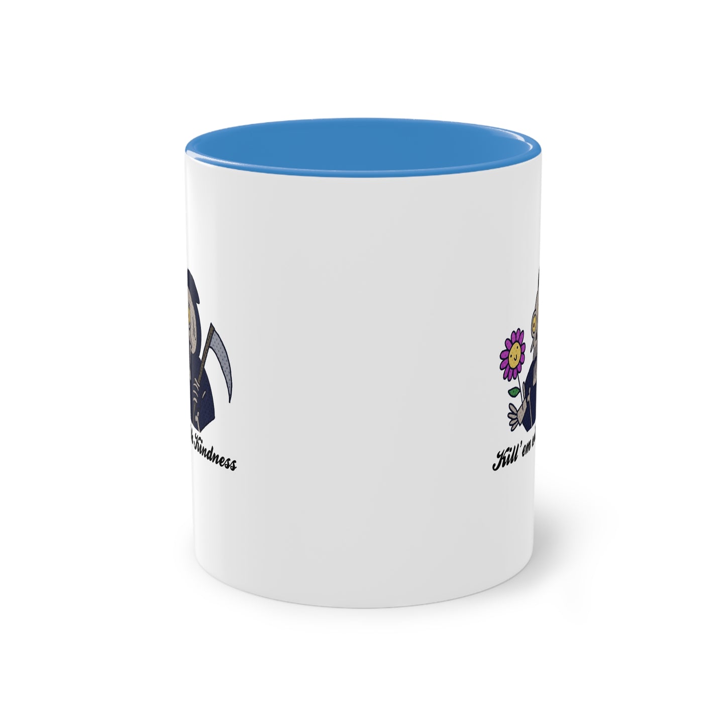 Two Tone Mug - Kill 'Em With Kindness Design - ALIQUOS
