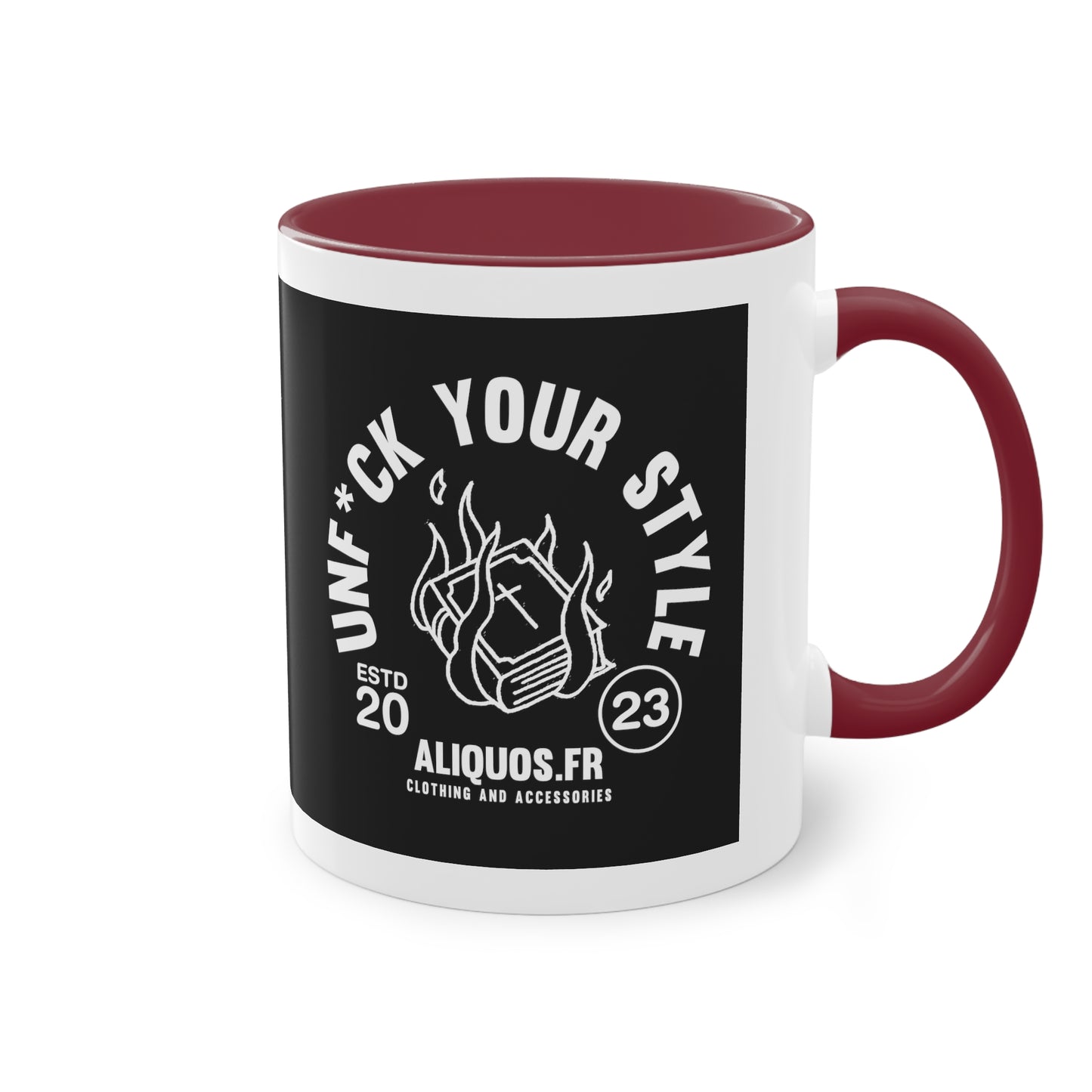 Burning Book Two-Tone Coffee Mug, 11oz - ALIQUOS