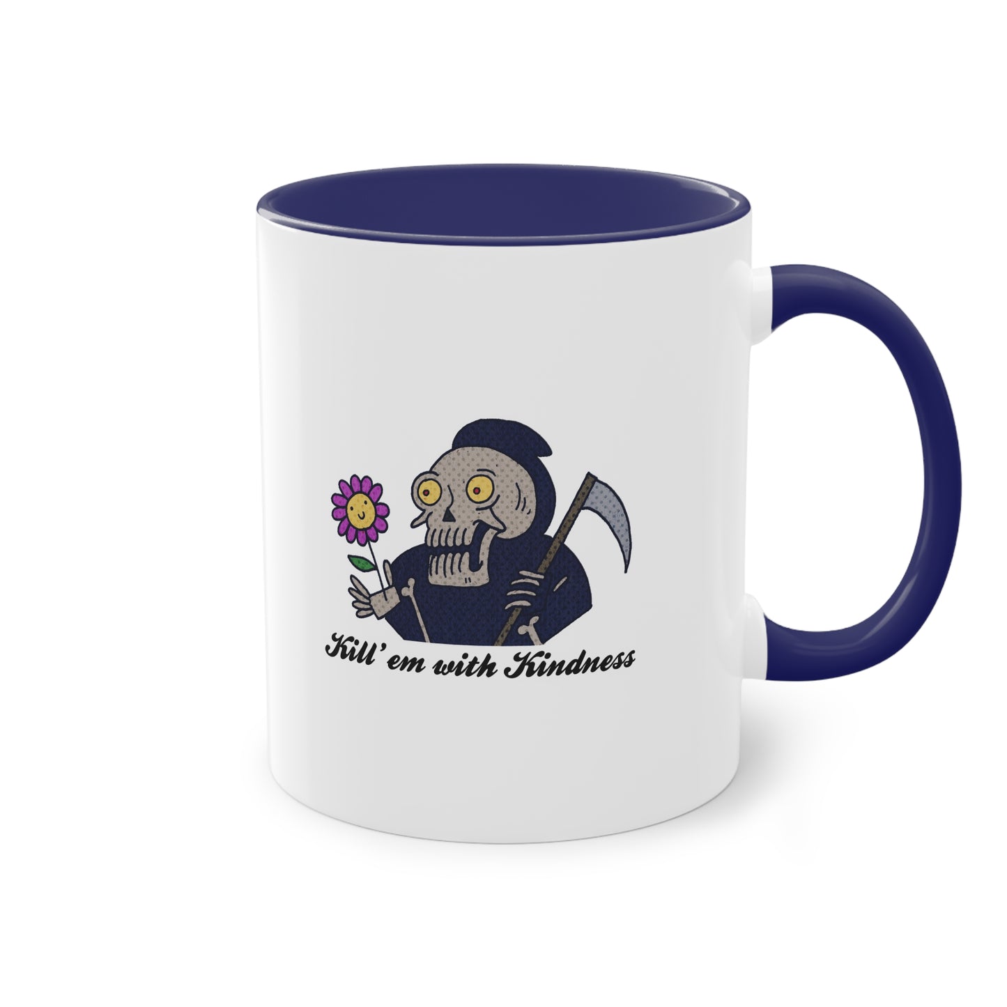 Two Tone Mug - Kill 'Em With Kindness Design - ALIQUOS