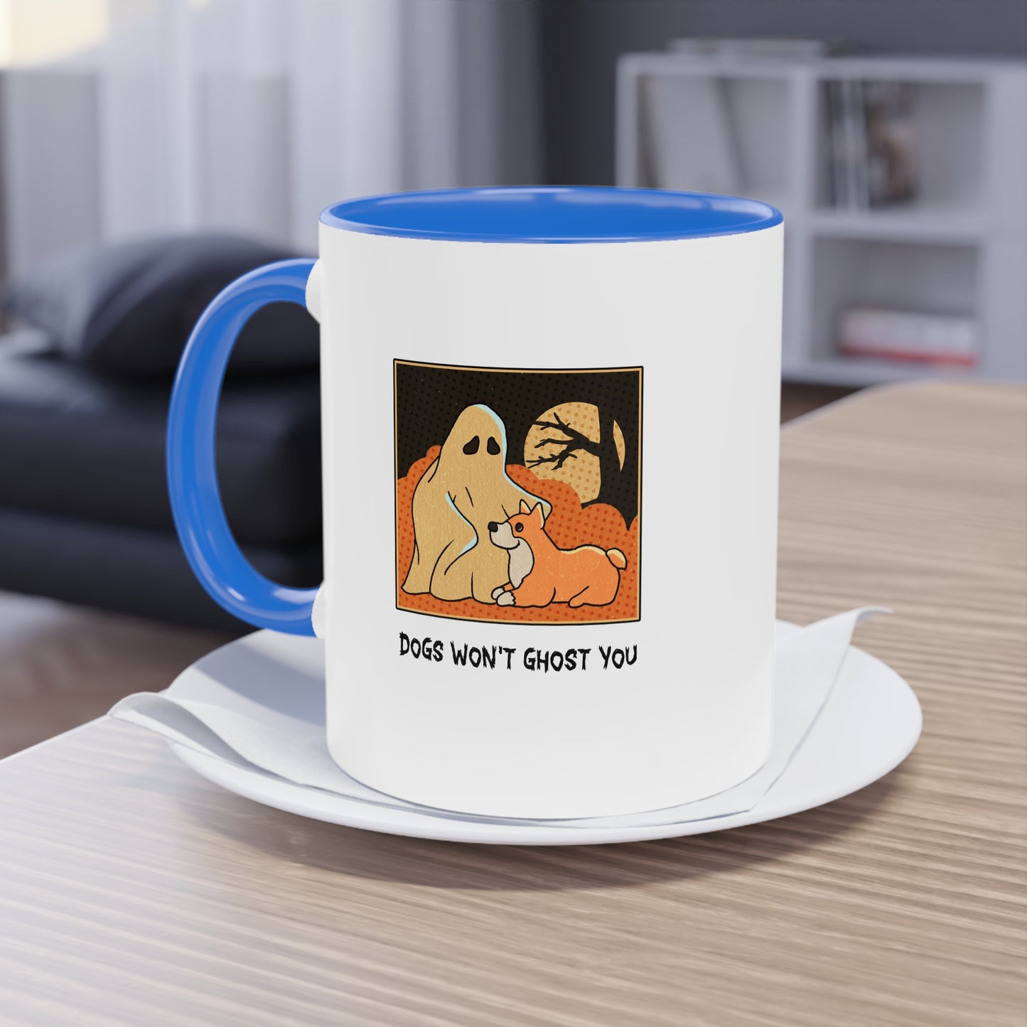 Two Tone Mug - 'Dogs Won't Ghost You' - ALIQUOS