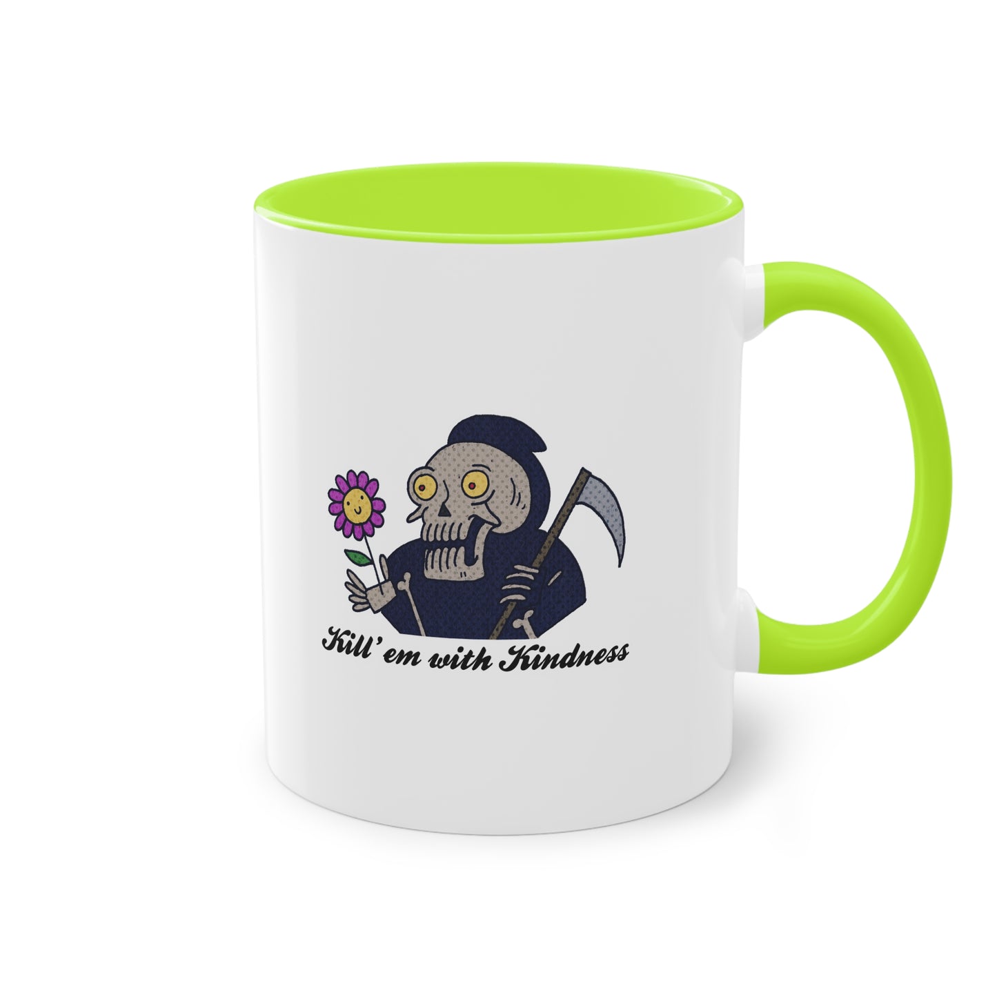 Two Tone Mug - Kill 'Em With Kindness Design - ALIQUOS